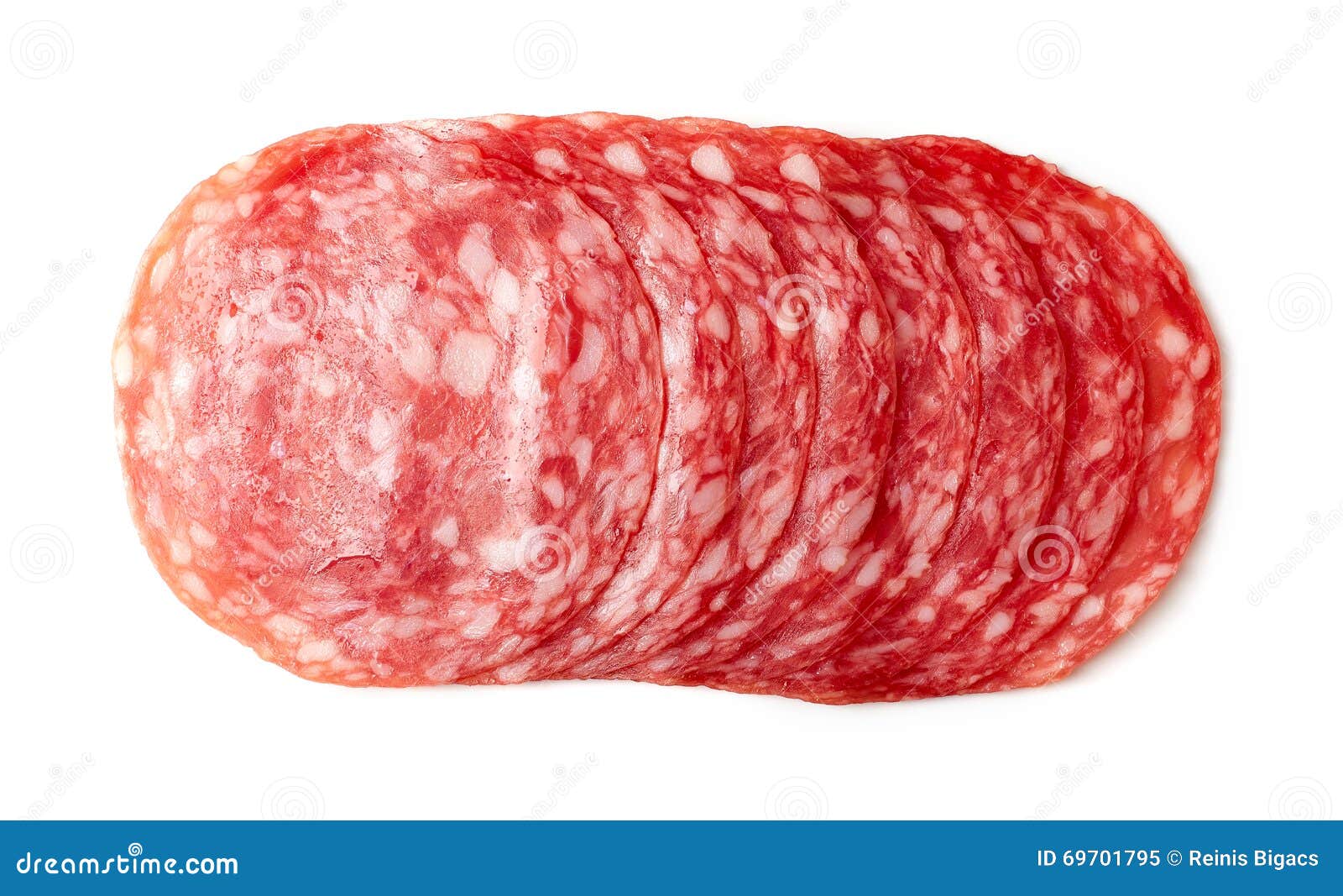 Sliced Summer Sausage on White Background Stock Image Image of slice