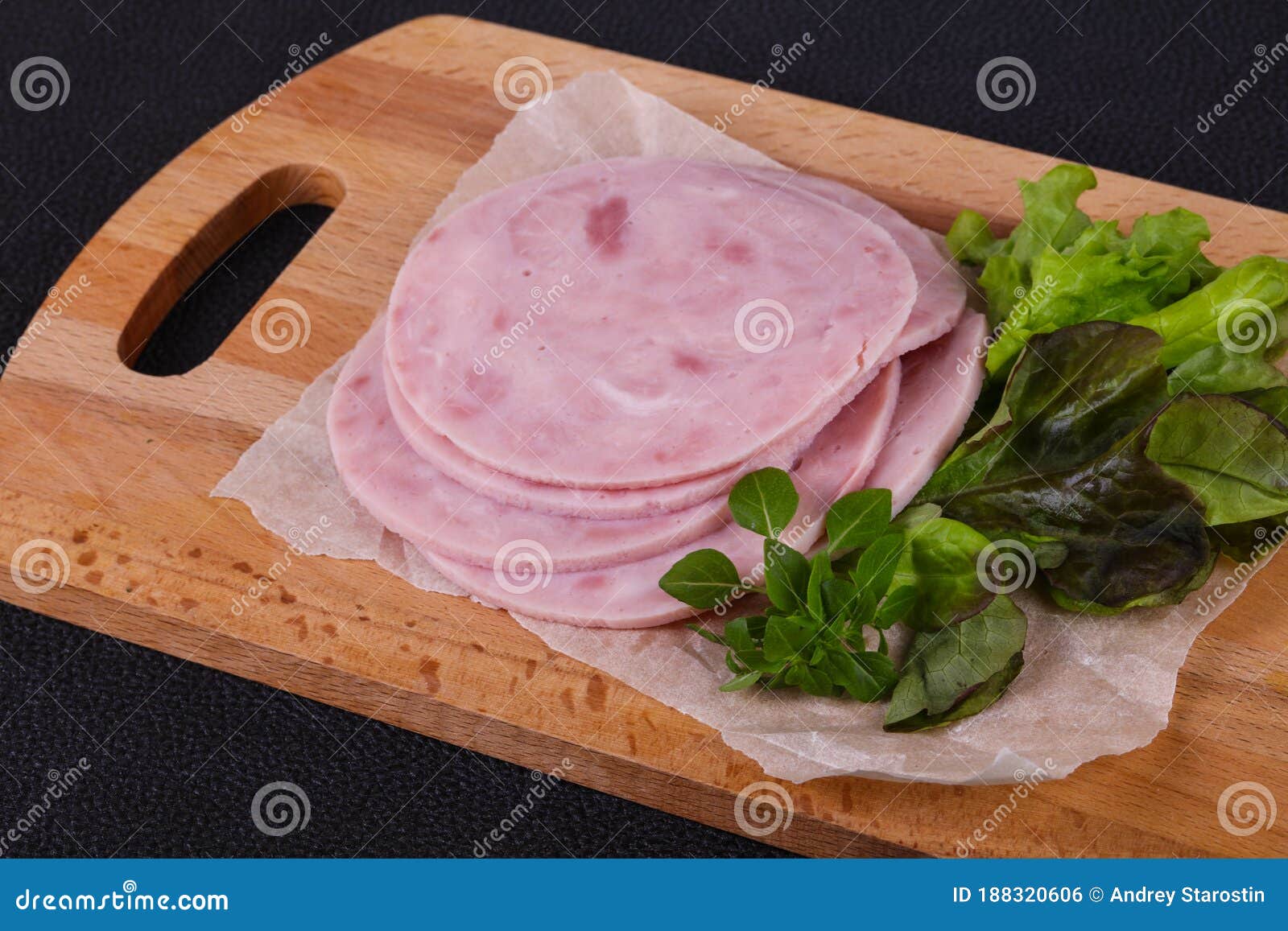 Sliced tasty Ham appetizer stock photo. Image of fresh 188320606