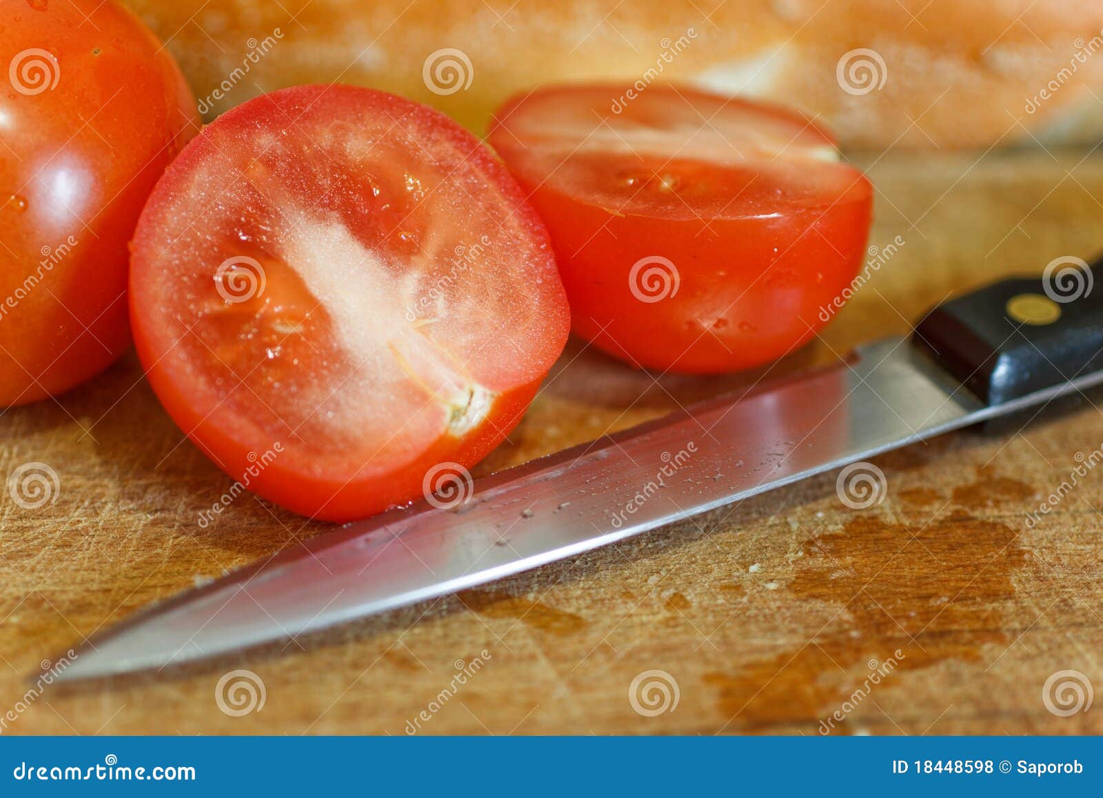 Sliced tomato and knife stock photo. Image of leeks, leek 18448598