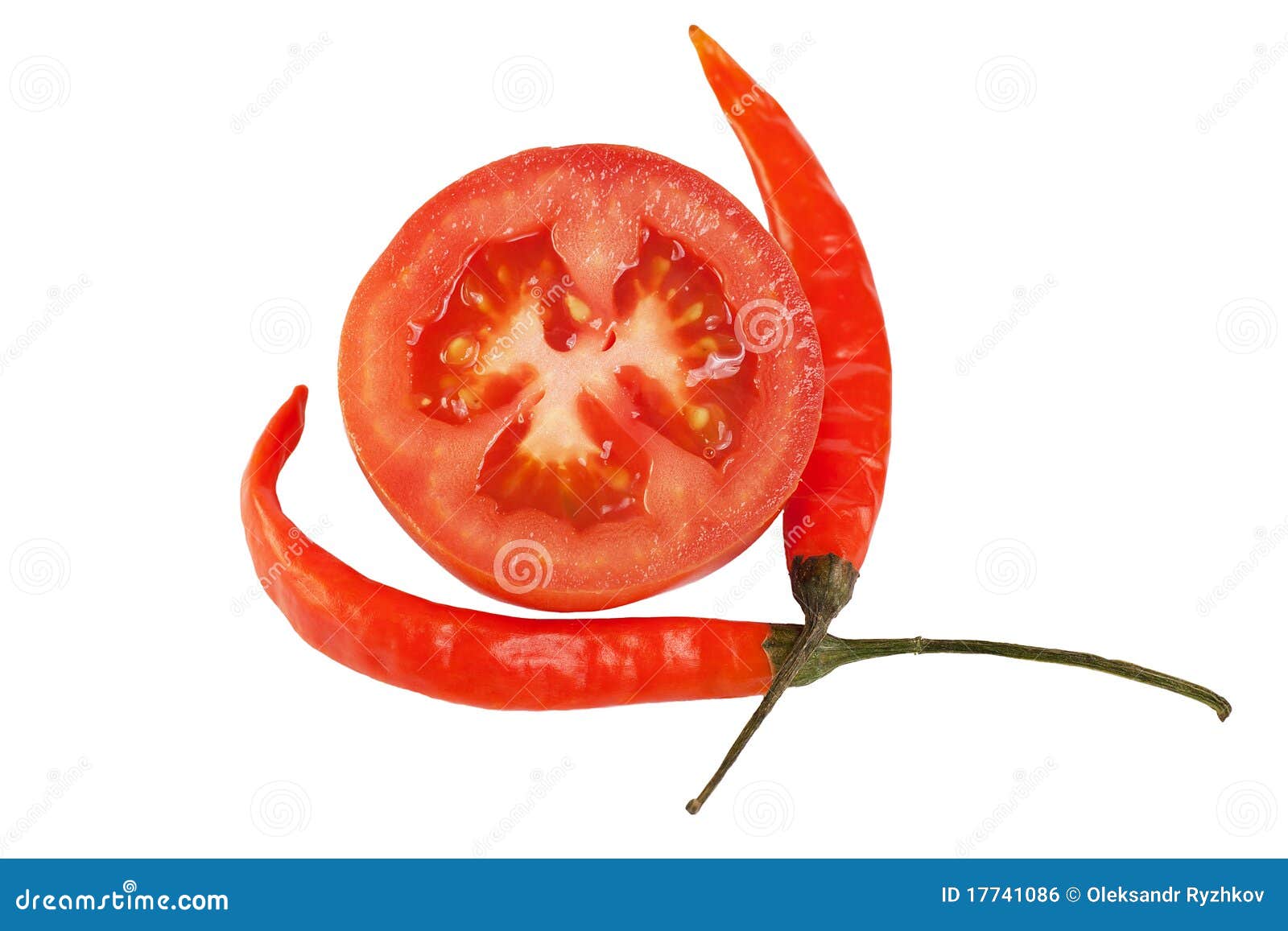 Sliced Tomato and Two Chili Peppers Stock Photo Image of chili