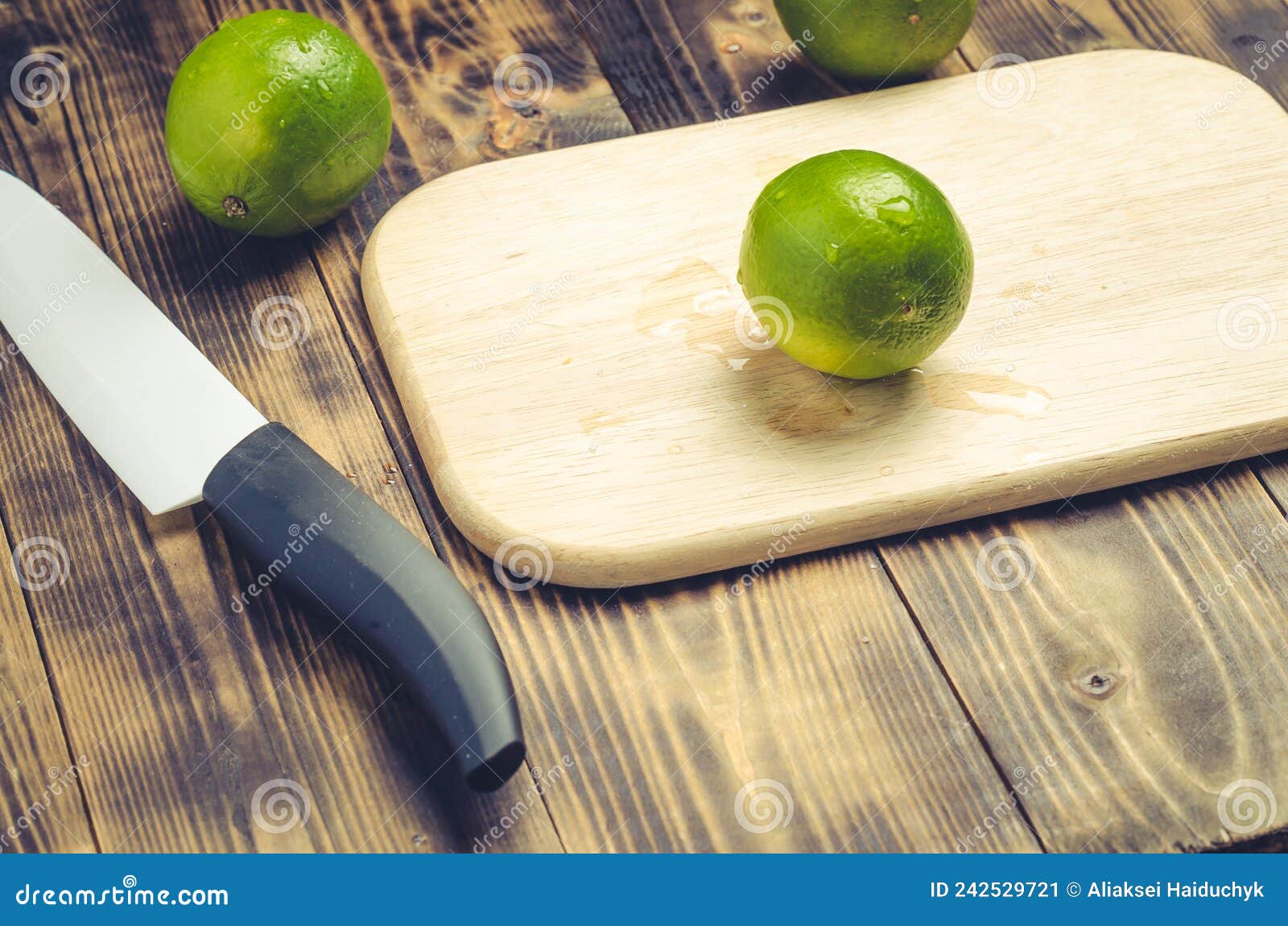 Sliced limes with a White Bladed Knife Stock Image Image of kitchen
