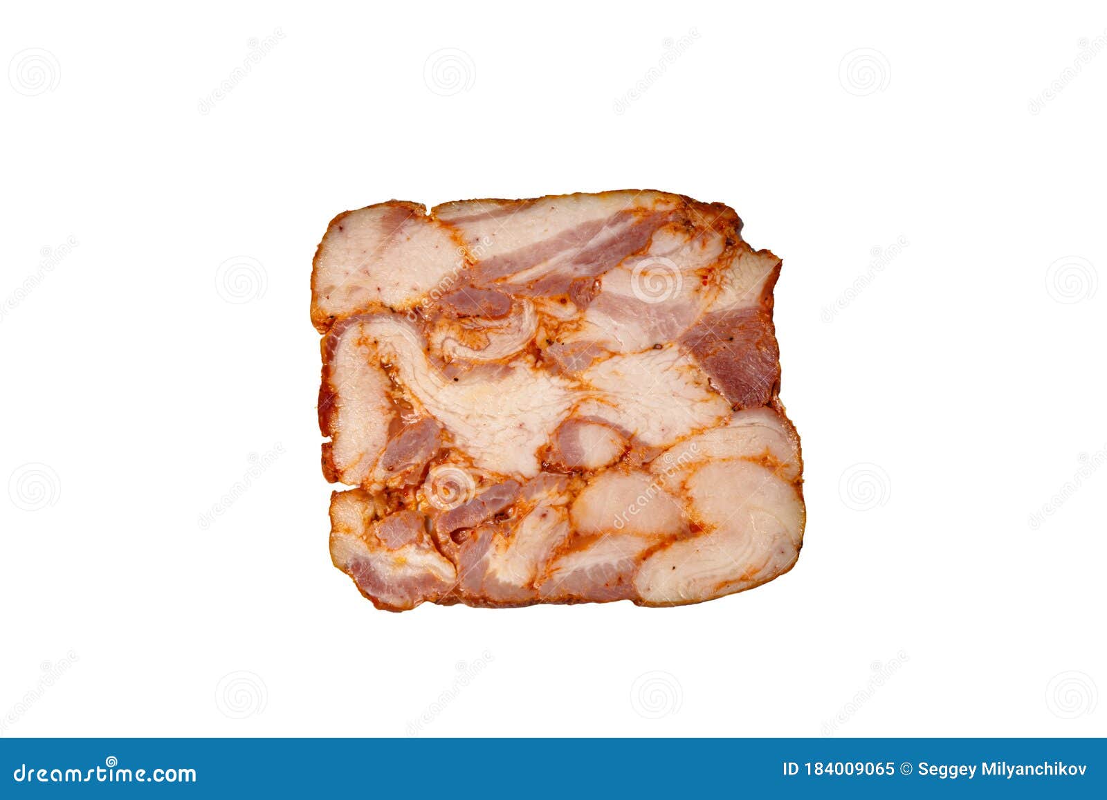 Slices of Bacon in the Shape of a Sausage Lie on a White Background. Stock Image Image of