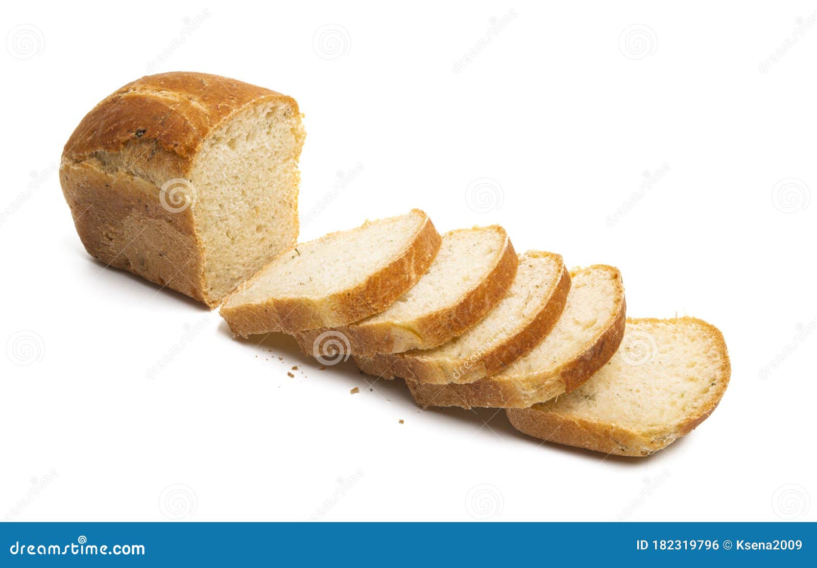 Slices of bread Isolated stock photo. Image of dough 182319796