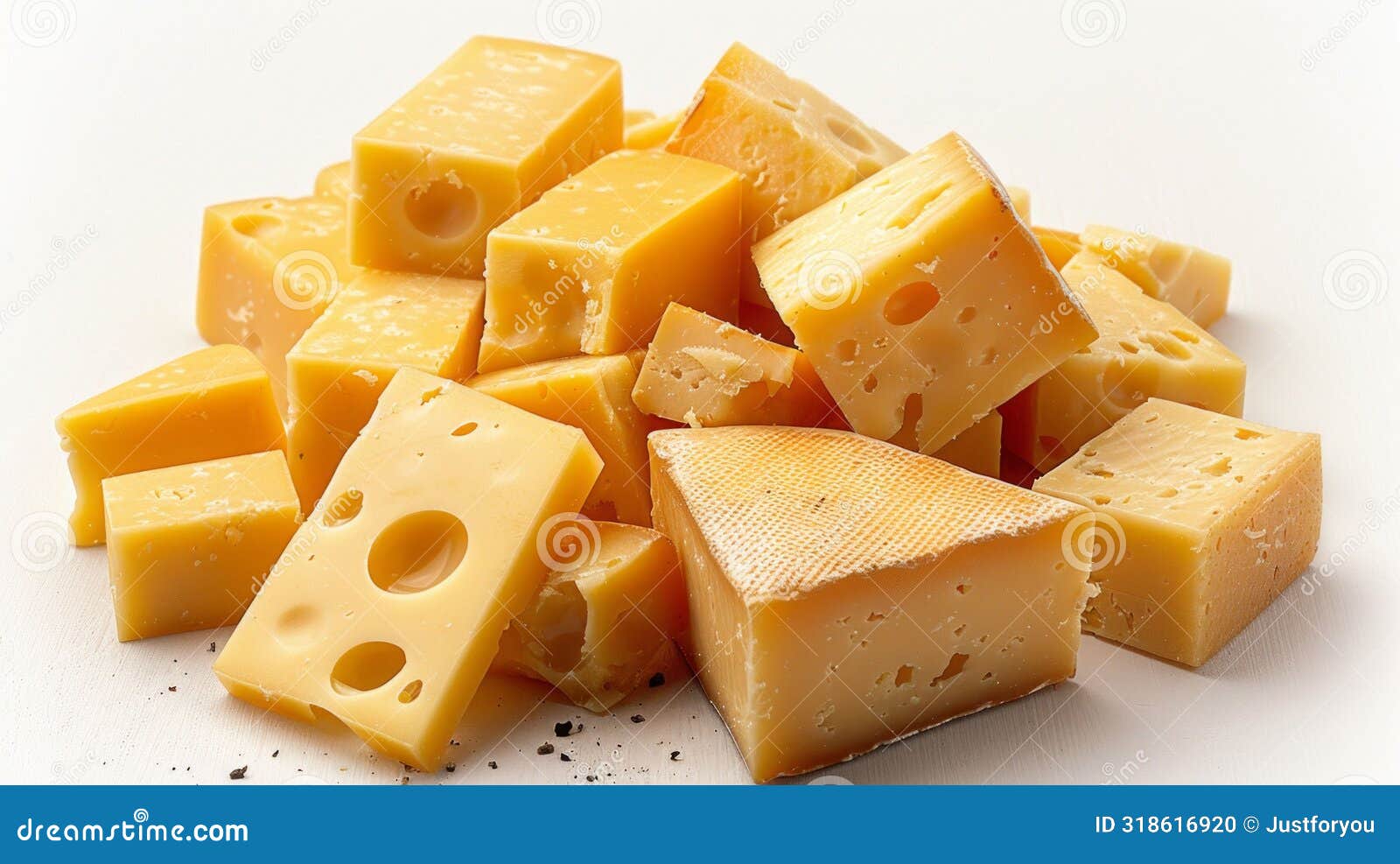 slices of cheese  on white background. generative ai