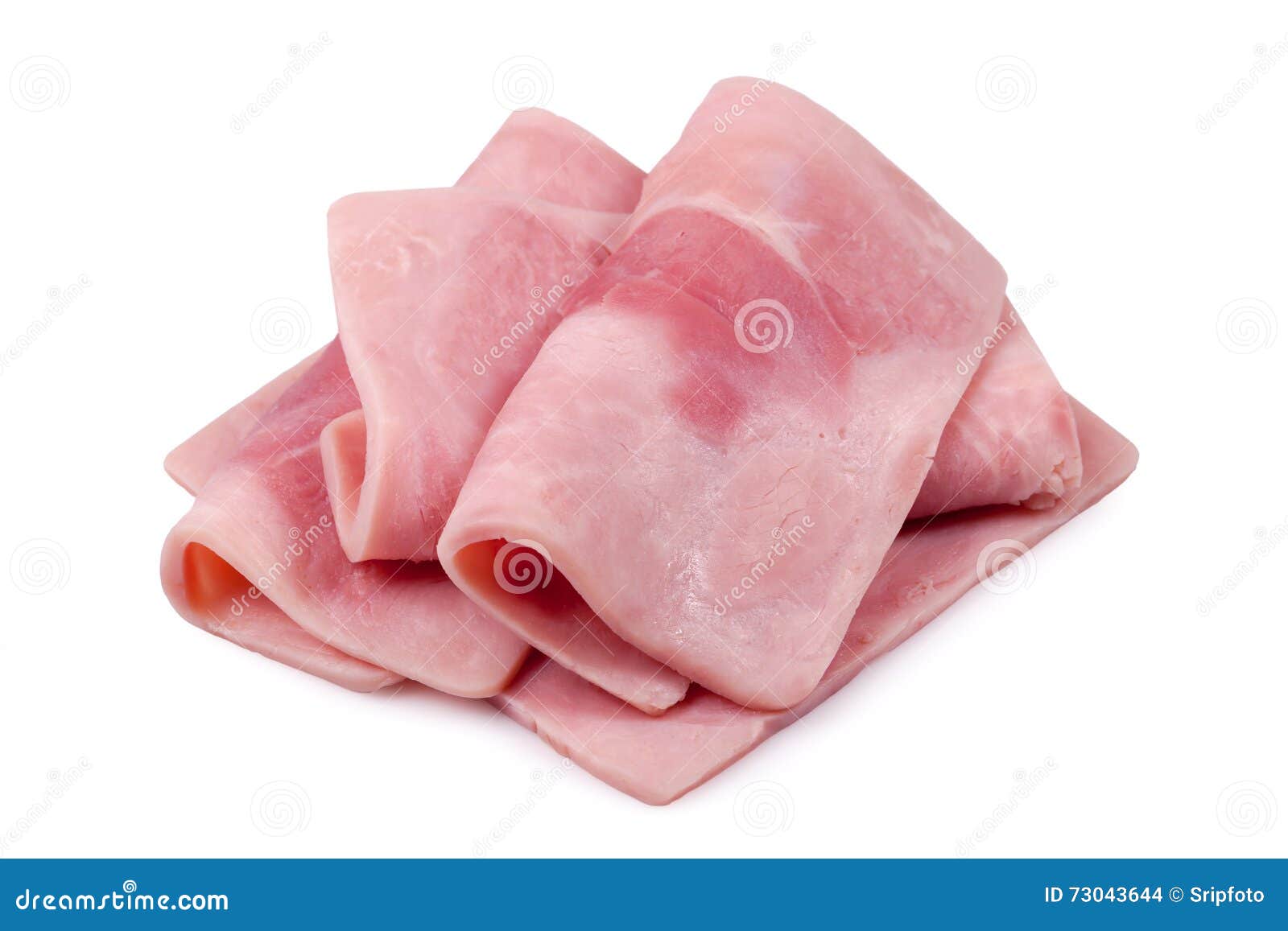Slices of Cooked Ham Isolate on White Stock Photo - Image of pork