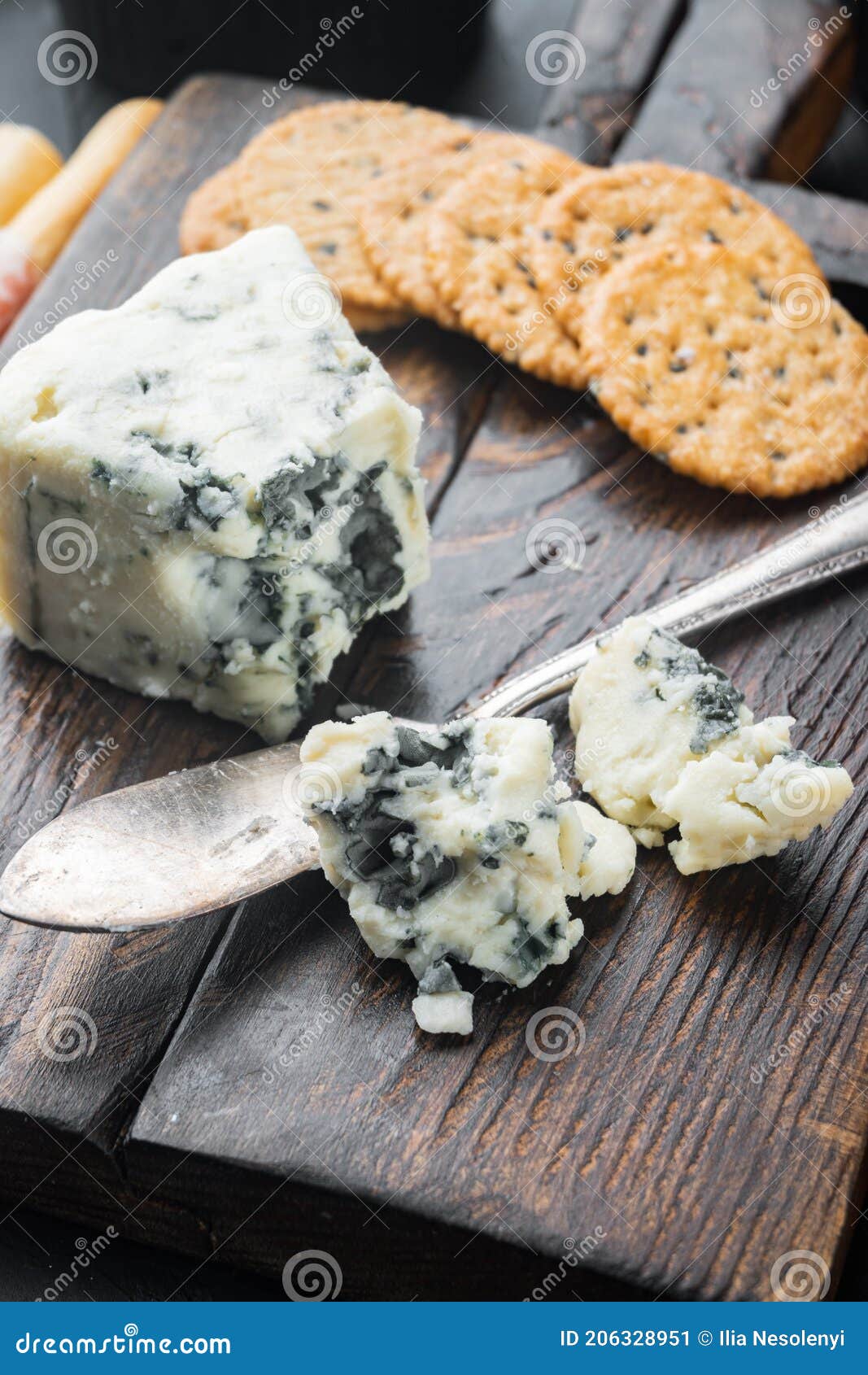 Slices of Danish Blue Cheese, on Black Background Stock Image Image