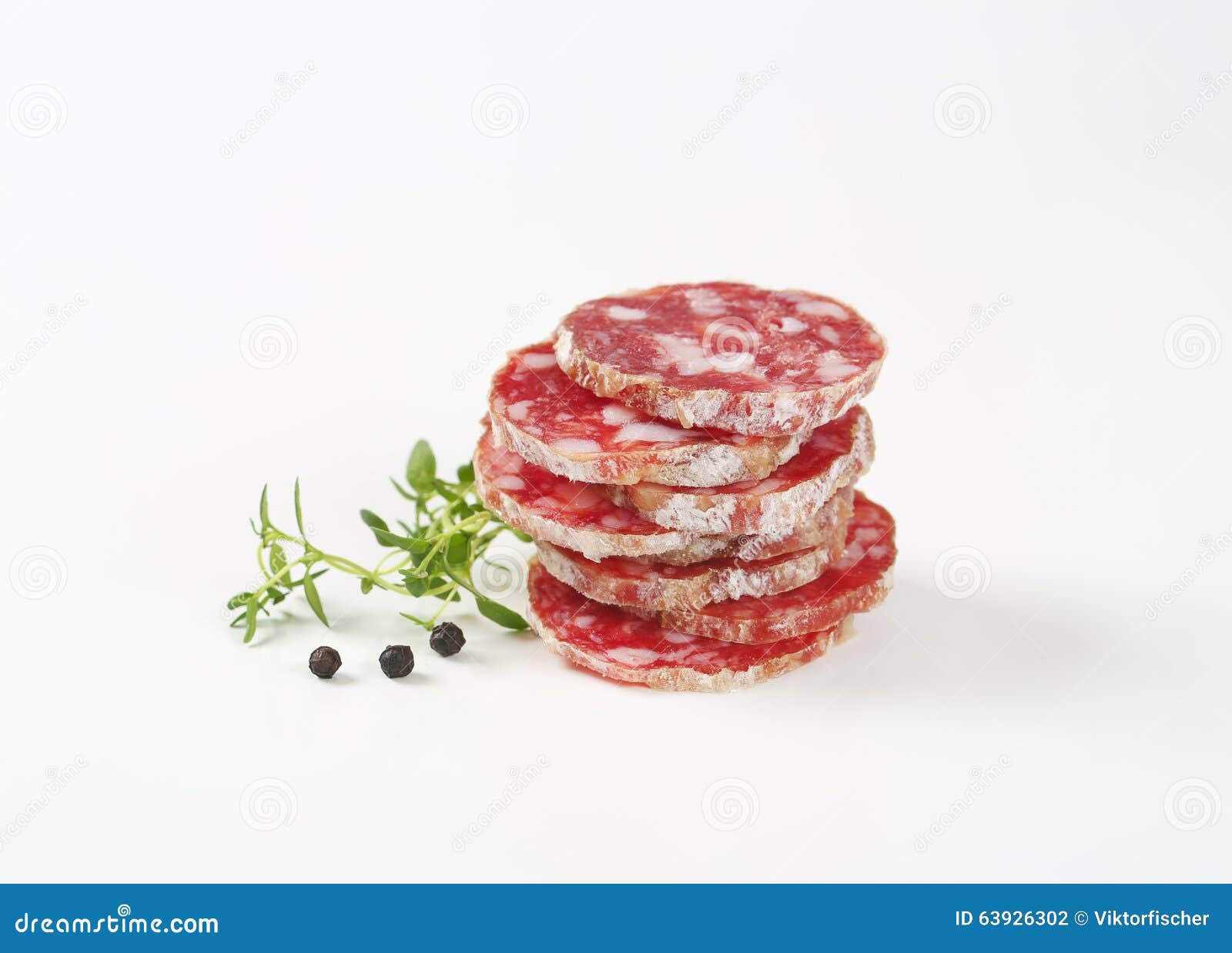 Slices of french salami stock photo. Image of salami 63926302