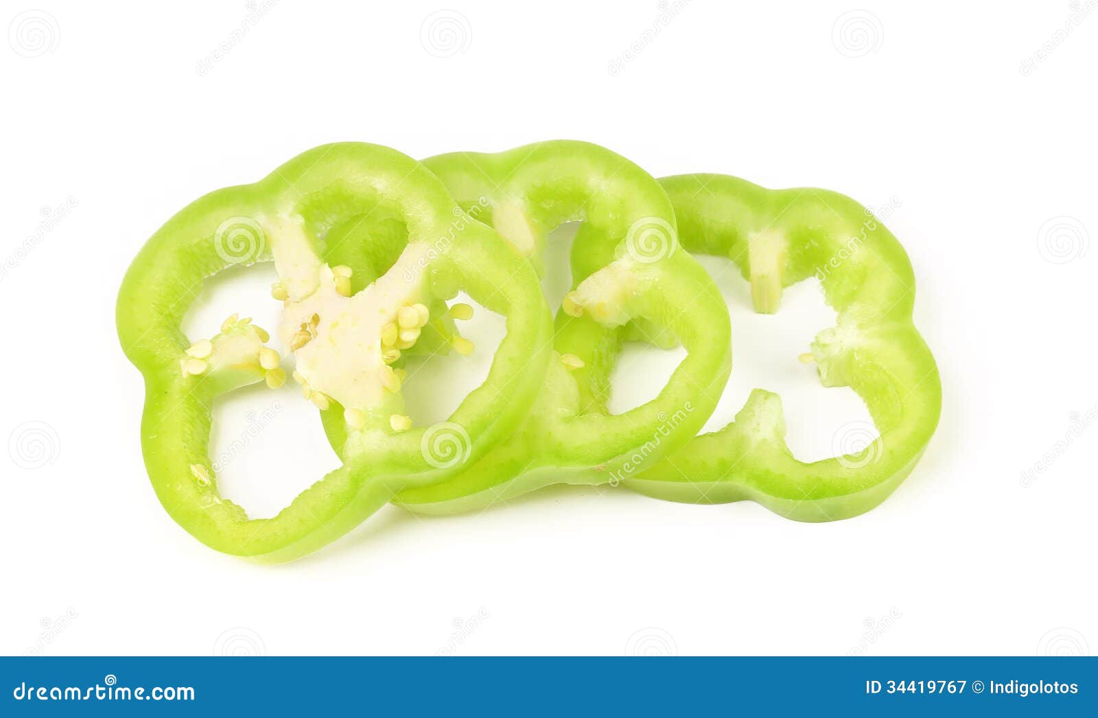 Slices of Green Bell Pepper Isolated Stock Image Image of vivid