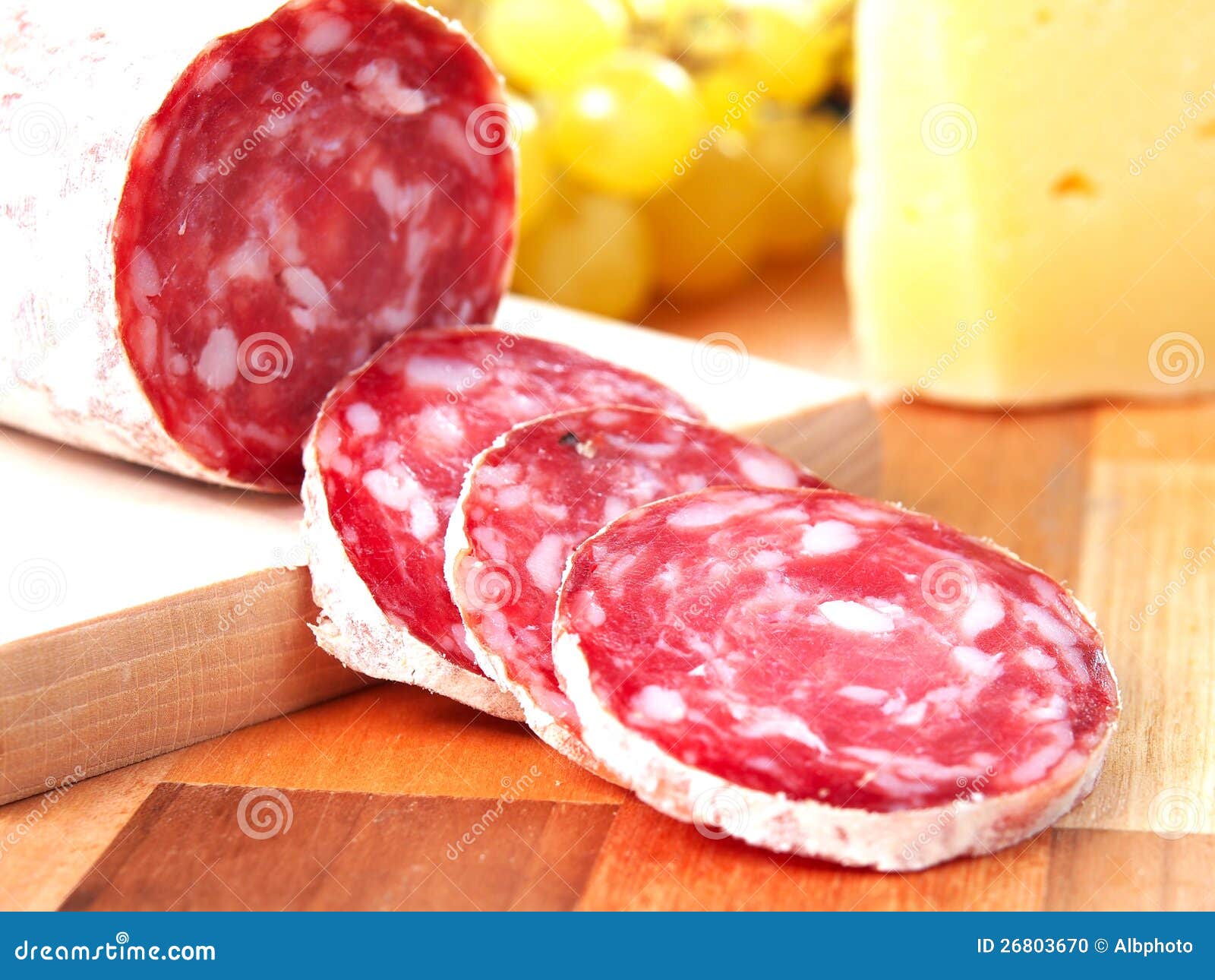 Slices of Italian Salame on Chopping Board Stock Photo Image of