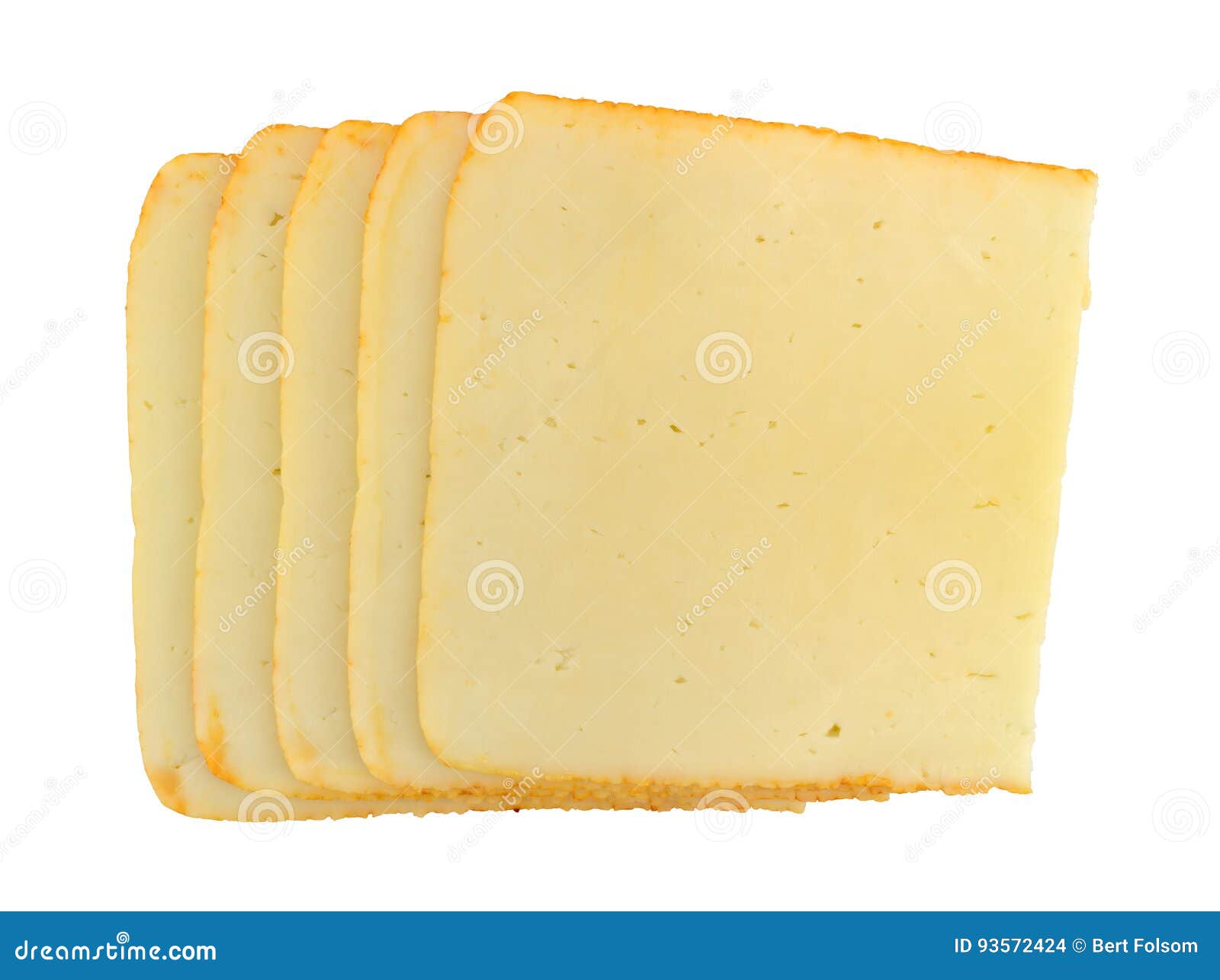 Slices of Muenster Cheese on a White Background Stock Photo Image of