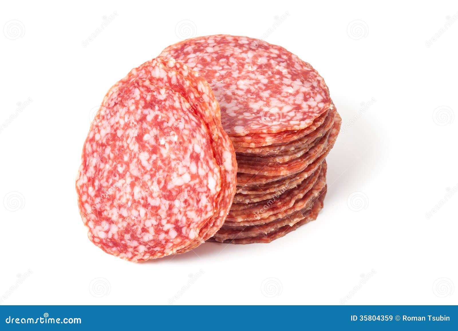 Slices Salami Isolated on a White Stock Image Image of chorizo, round