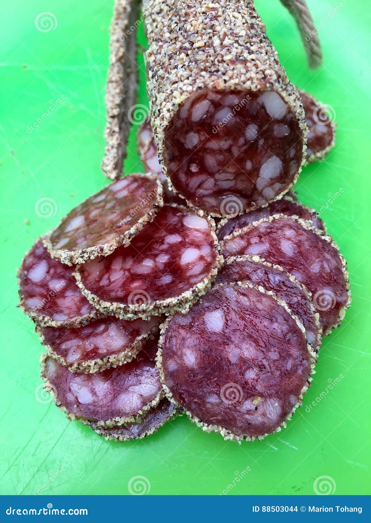 Slices of Salami with Pepper Stock Photo Image of spicy, view 88503044