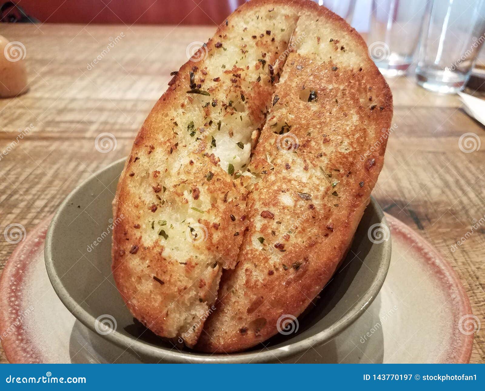 Slices of Seasoned Garlic Bread in a Bowl Stock Image Image of bread