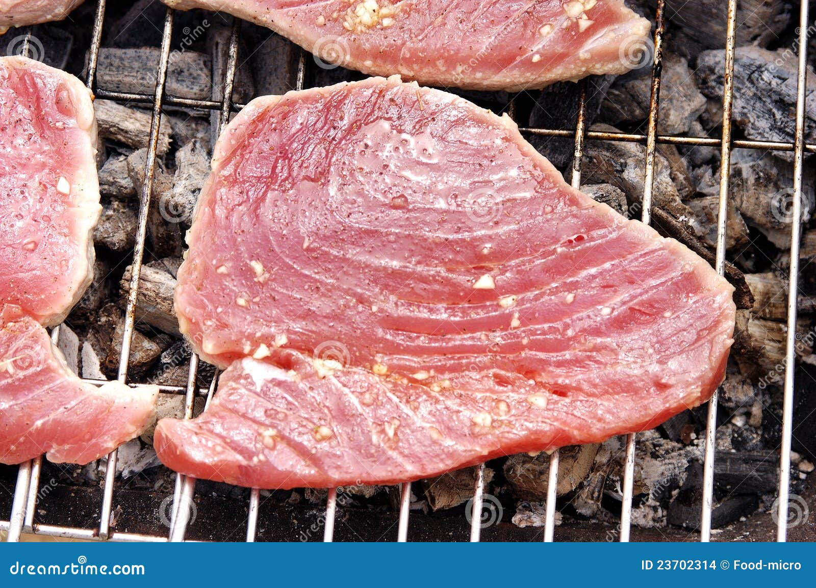 Slices of Tuna on the Barbecue Stock Photo Image of ingredient