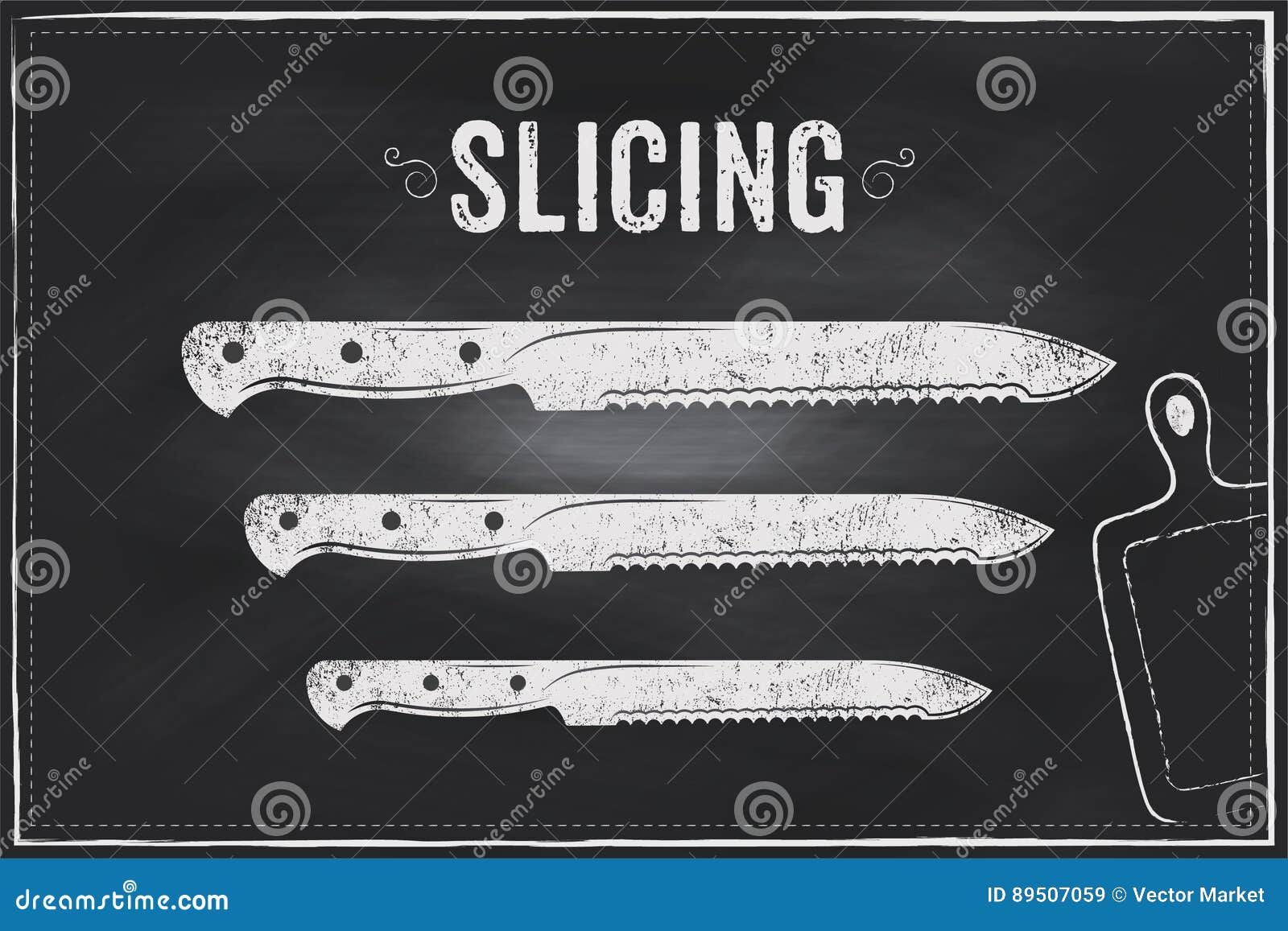 Slicing Knife. Vector Sketch Chalk Illustration Design Stock Vector