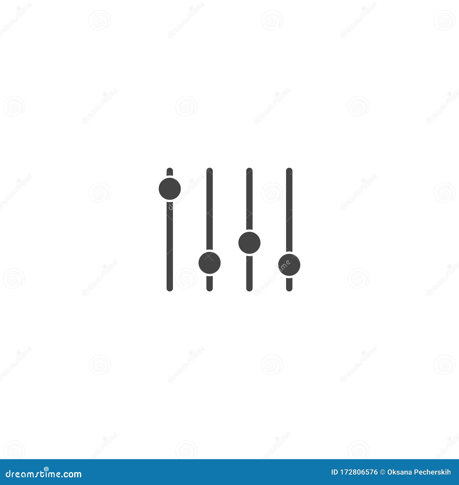 Slider Sound Bar Vector Icon On White Isolated Background Stock Vector