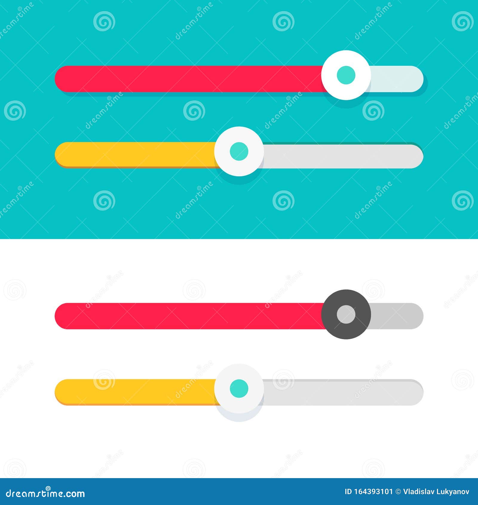 Slider Ui元素设计向量集、彩色和白色背景上隔离的网站的平面动画现代