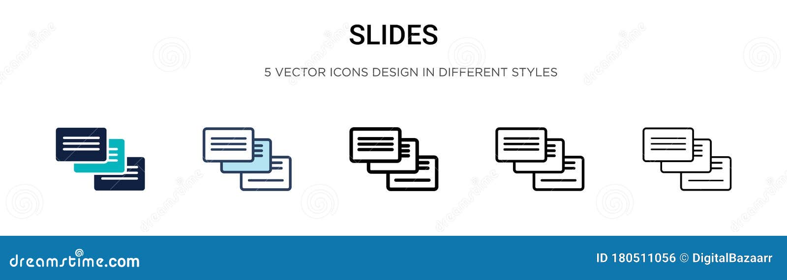 slides icon in filled, thin line, outline and stroke style.   of two colored and black slides  icons