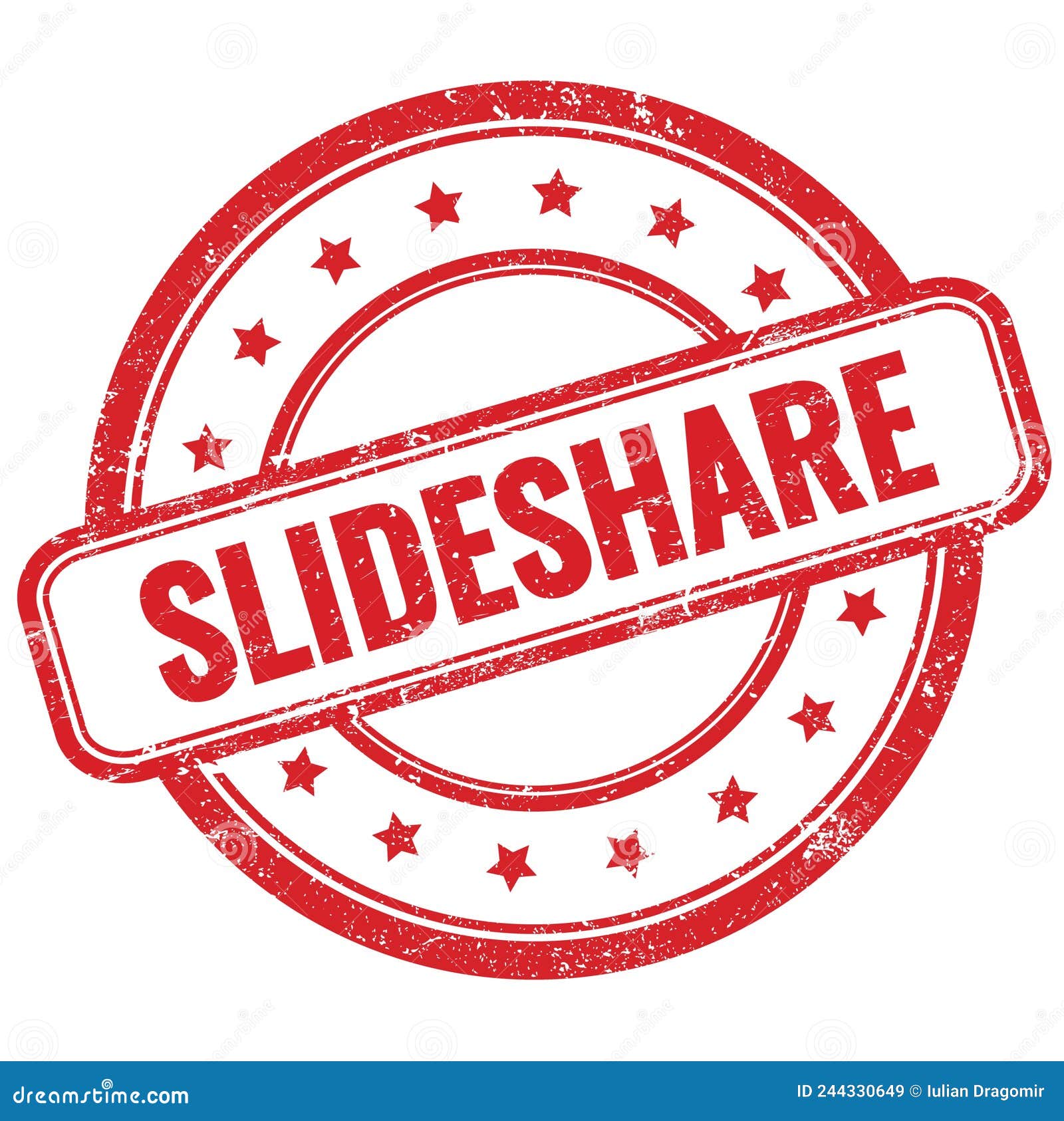 slideshare text on red grungy round rubber stamp