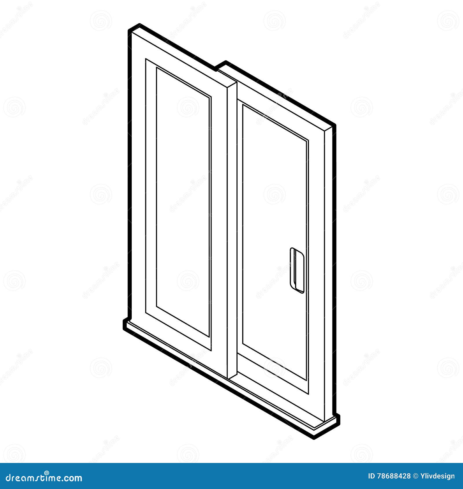 Sliding Door Icon, Outline Style Stock Vector Illustration of design
