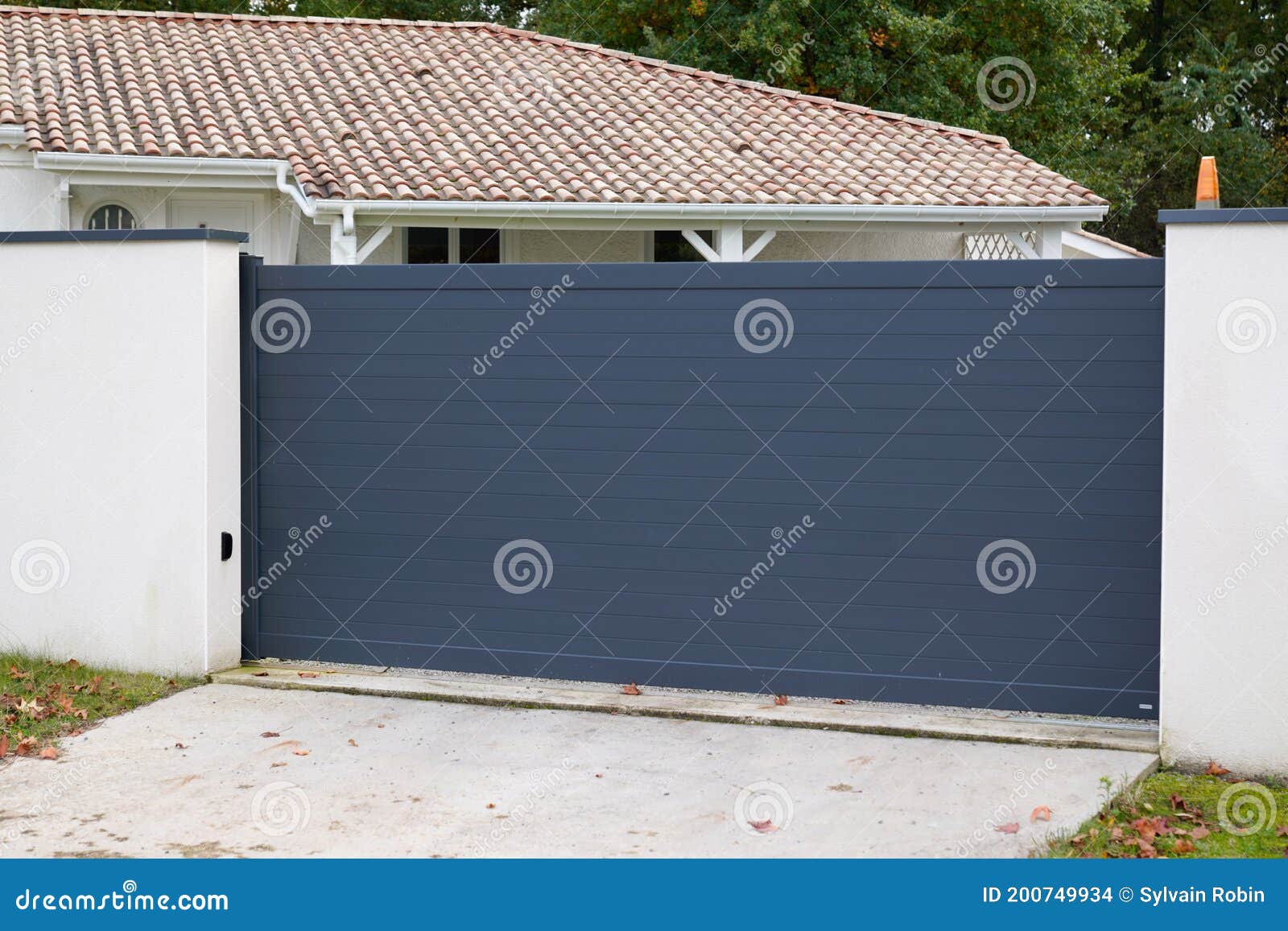 Sliding Gate Modern Aluminum Portal To Home Access Stock Photo ...