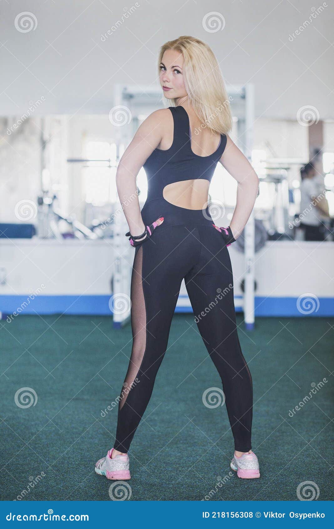 Gym Girl in Black Tight Spandex