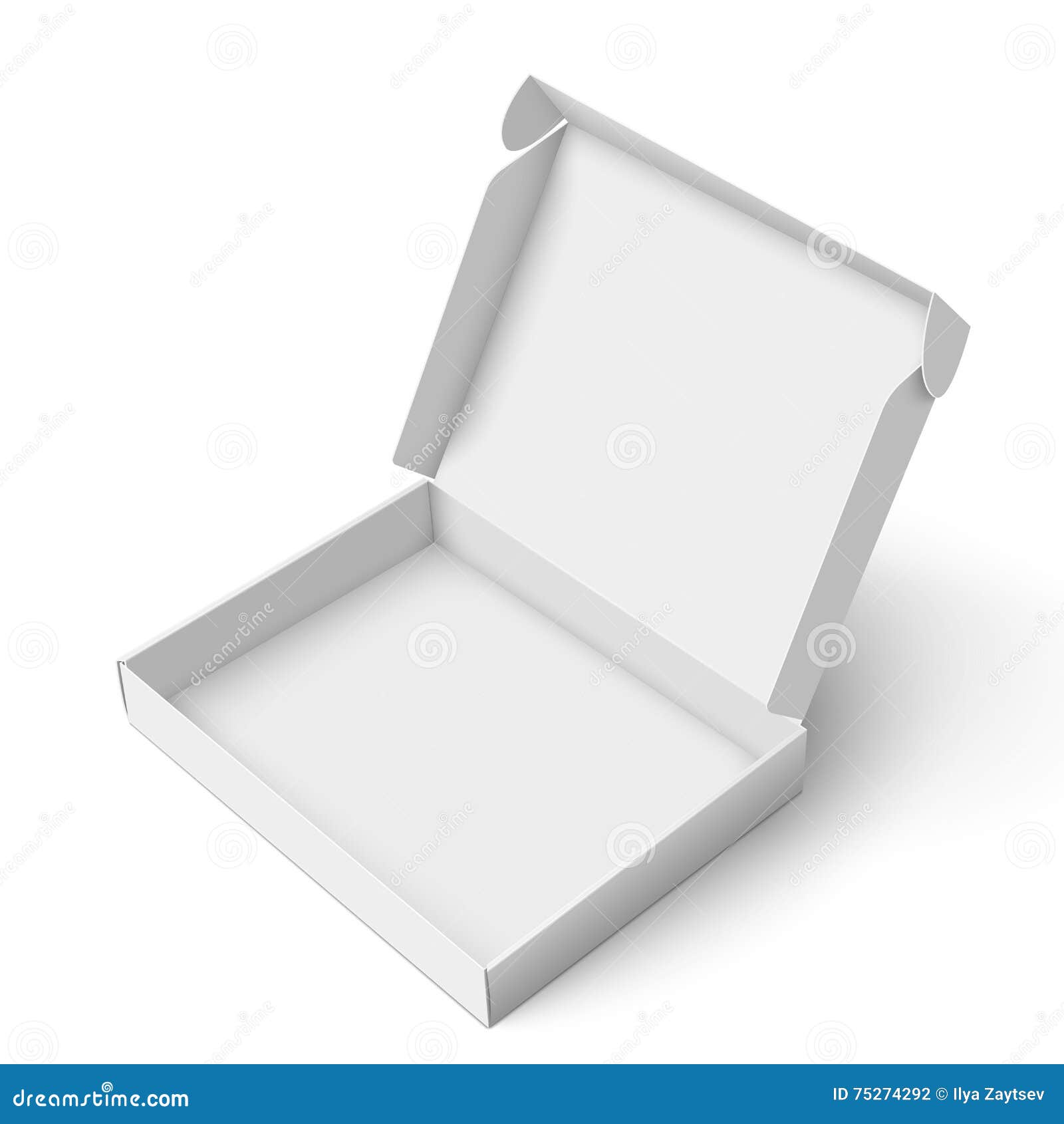 slim cardboard box template blank open lid isolated white background package collection vector illustration 75274292