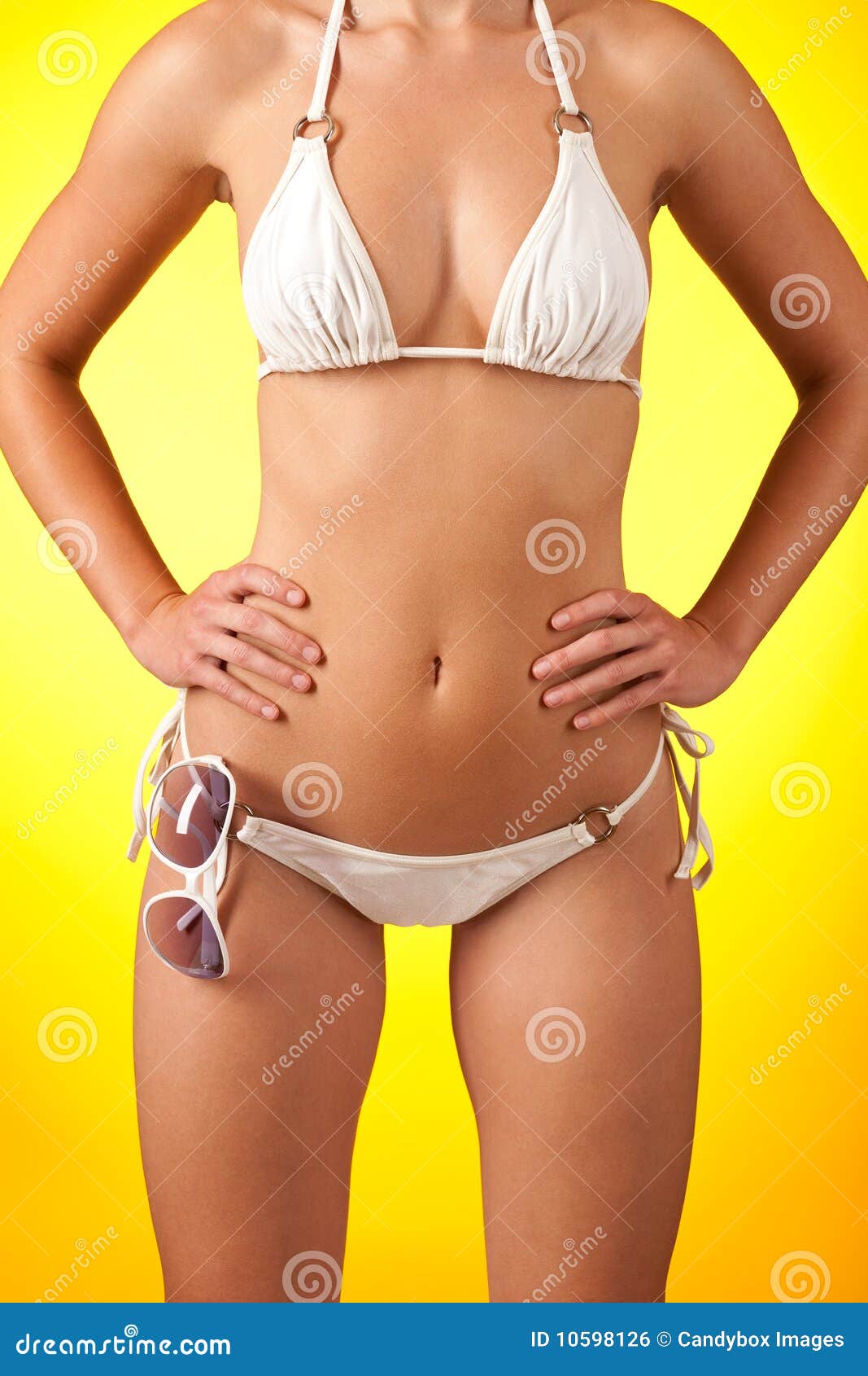 Slim Female Body with White Bikini and Sunglasses Stock Photo Image of bikini, swimwear 10598126