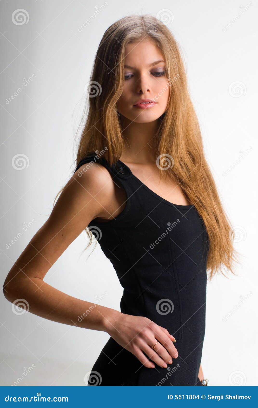 Slim girl in black dress stock photo. Image of beauty 5511804