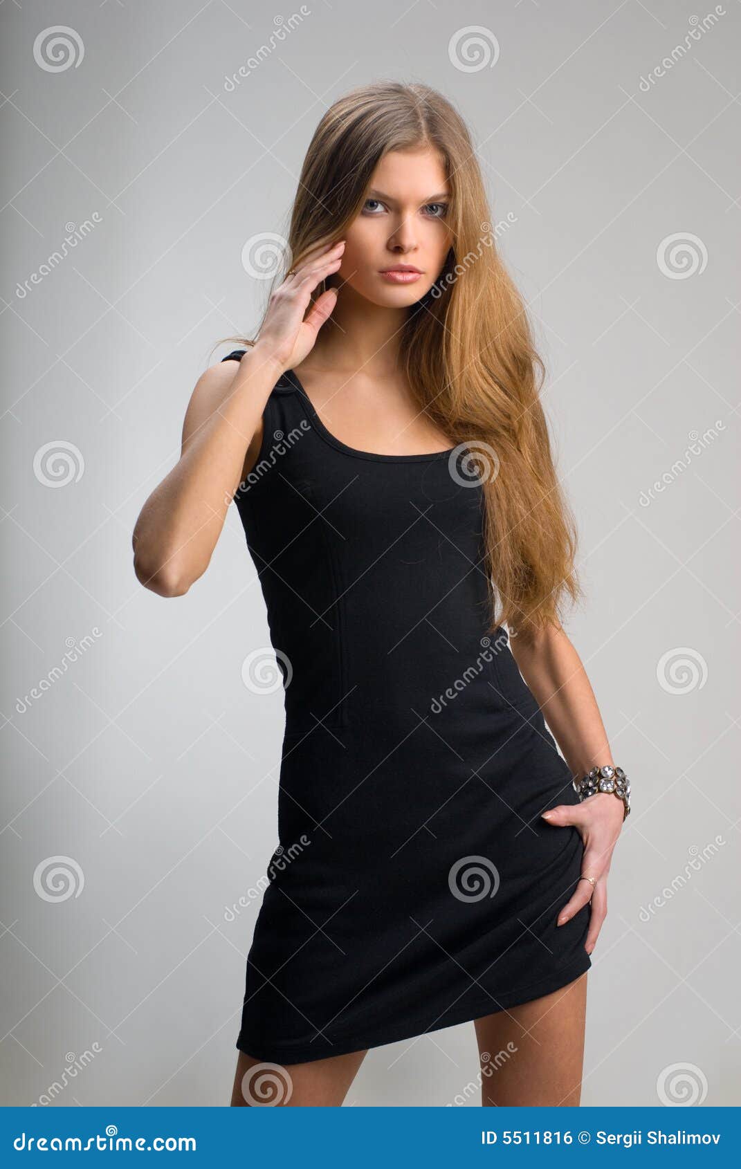 Slim girl in black dress stock photo. Image of model, beauty - 5511816