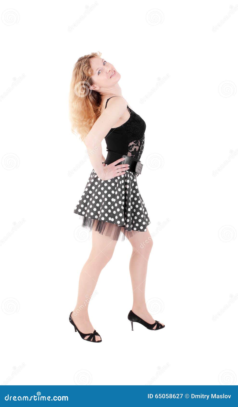Slim Girl In A Black Dress Stock Image Image Of Standing 65058627
