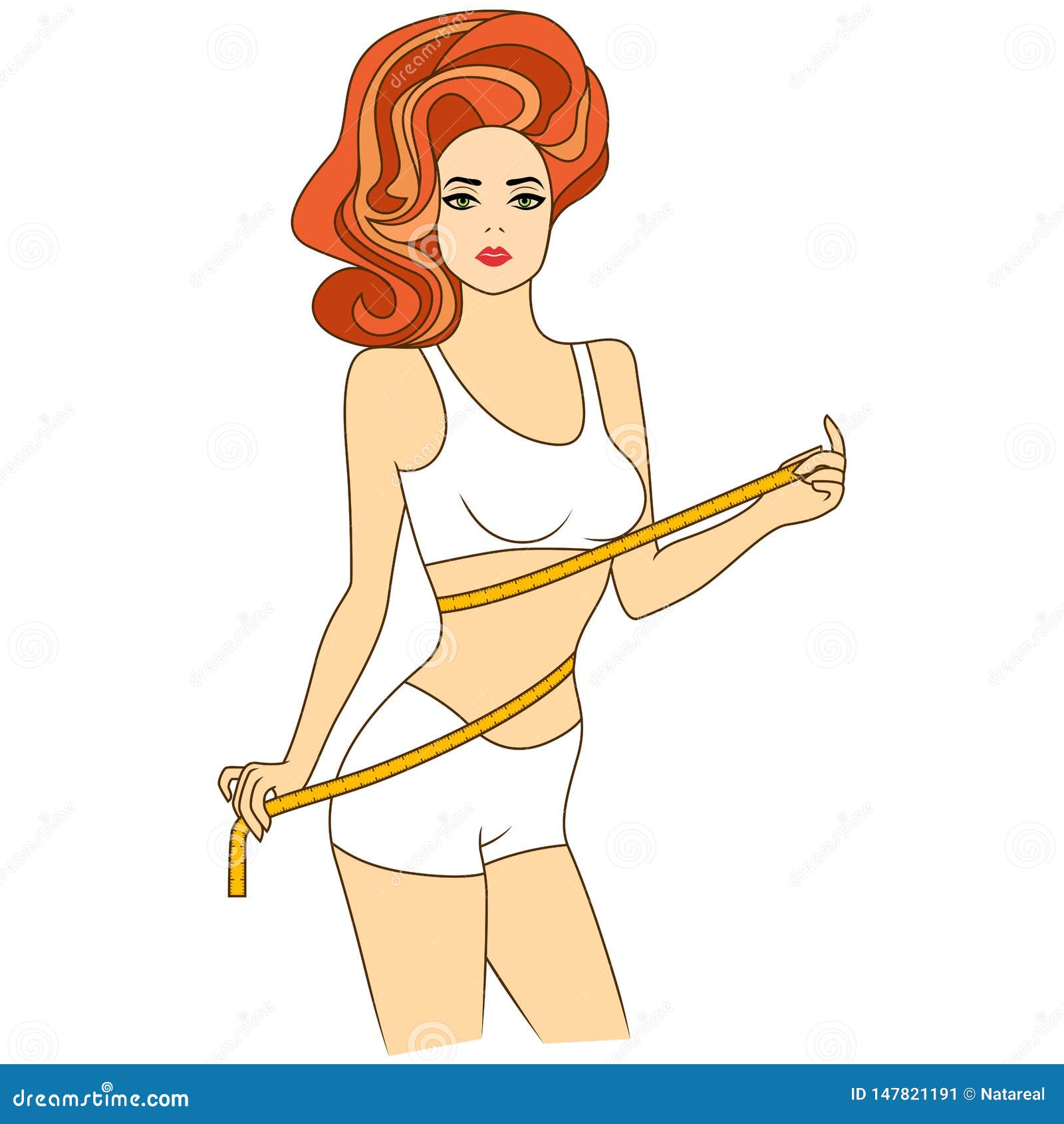 Slim woman body with measuring tape around waist Vector Image