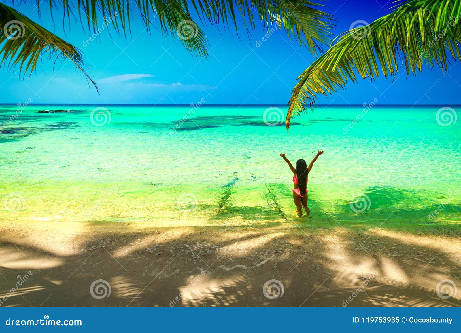 Young Beautiful Asian Girl In Bikini Enjoy Summer Holidays On Tropical Paradise Beach Summer Vacation And Lifestyle Concept Stock Image Image Of Beach Bridge