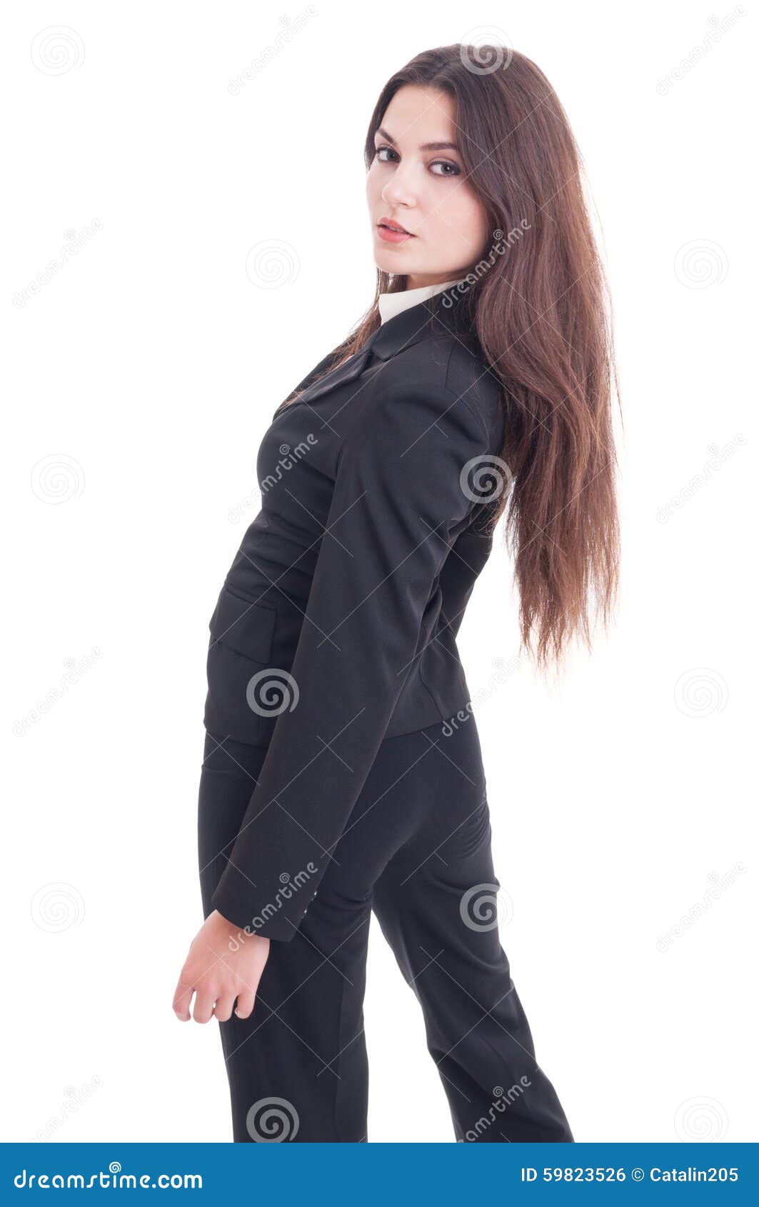 Slim, and Young Business Woman Posing from Behind Stock Photo - Image ...