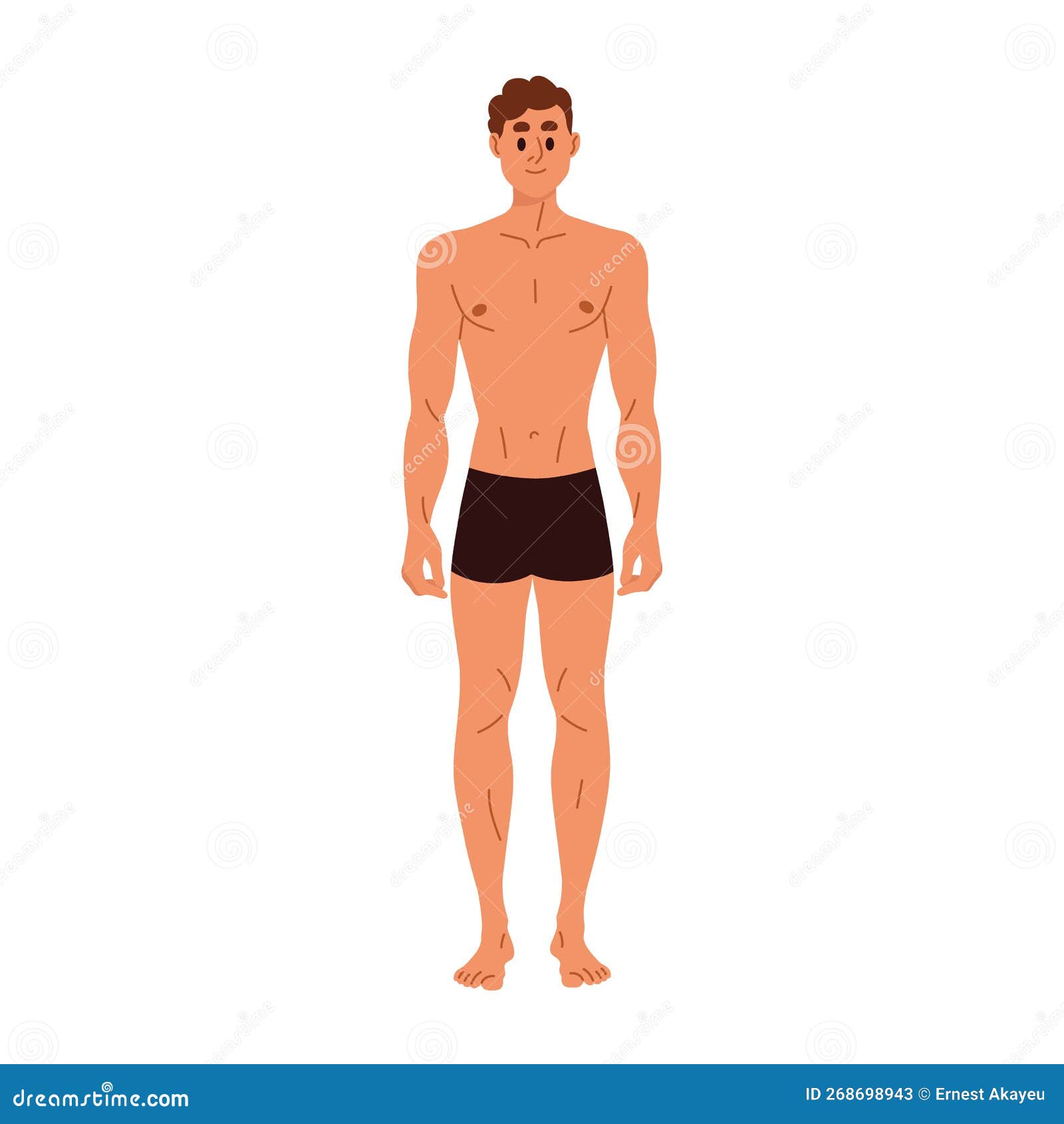 Premium Vector  Male character figure types man with rectangle body shape  stand with arm akimbo person posing in panties and naked torso isolated on  white background cartoon people vector illustration