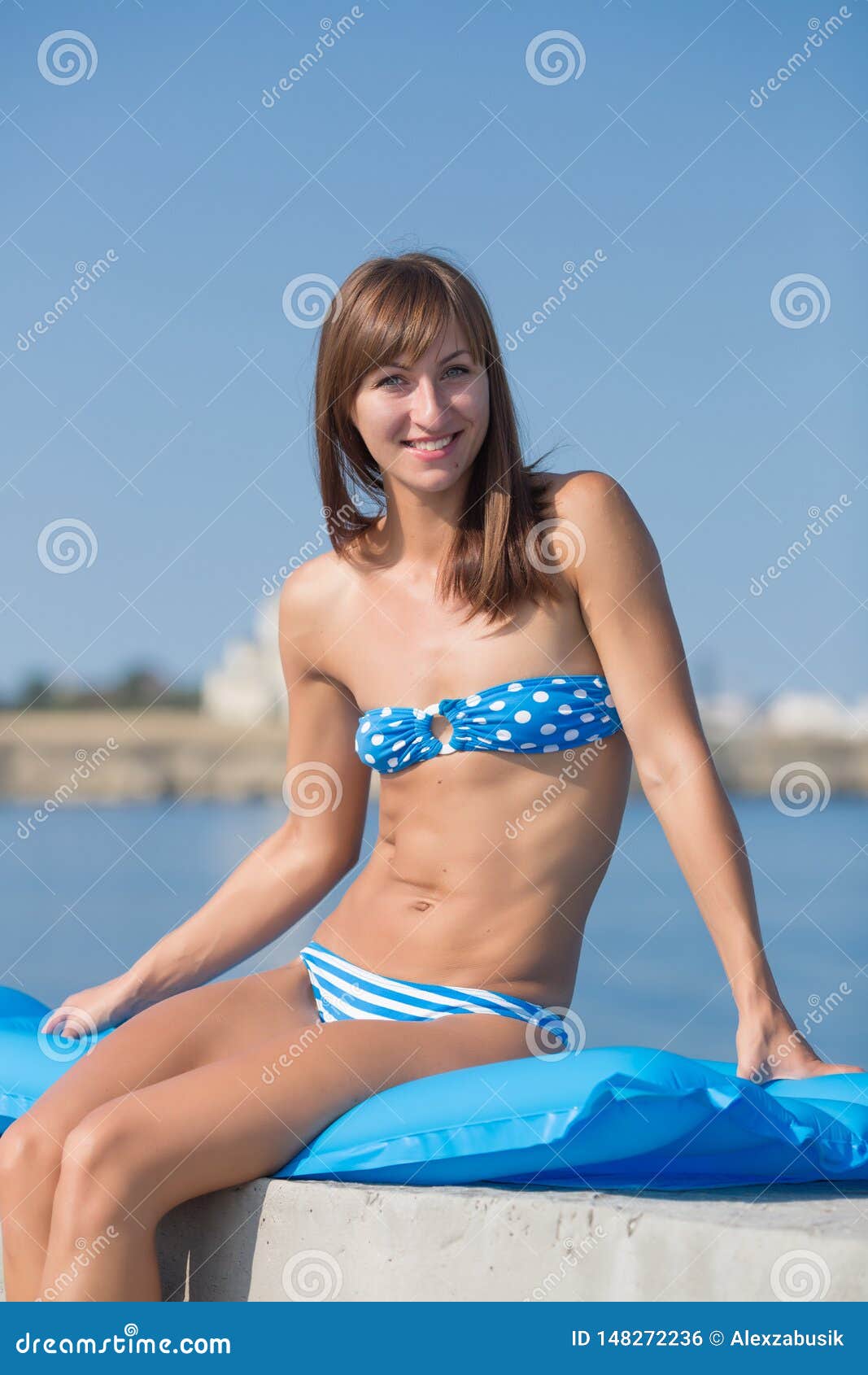 Slim Tall Girl in Blue Bikini at the Sea Stock Photo - Image of female,  caucasian: 148272236