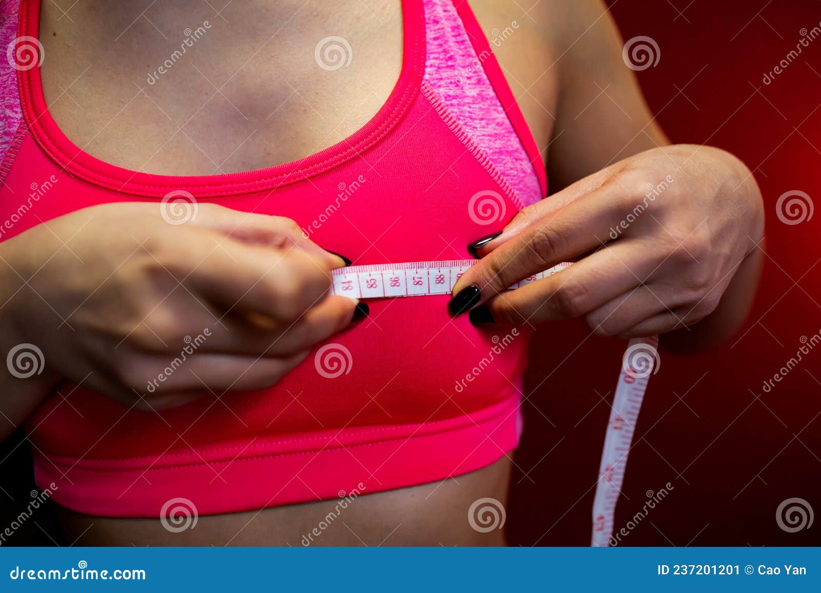 Woman Measuring Her Bra Size with Tape Measure Stock Image - Image of  attractive, tape: 66398121