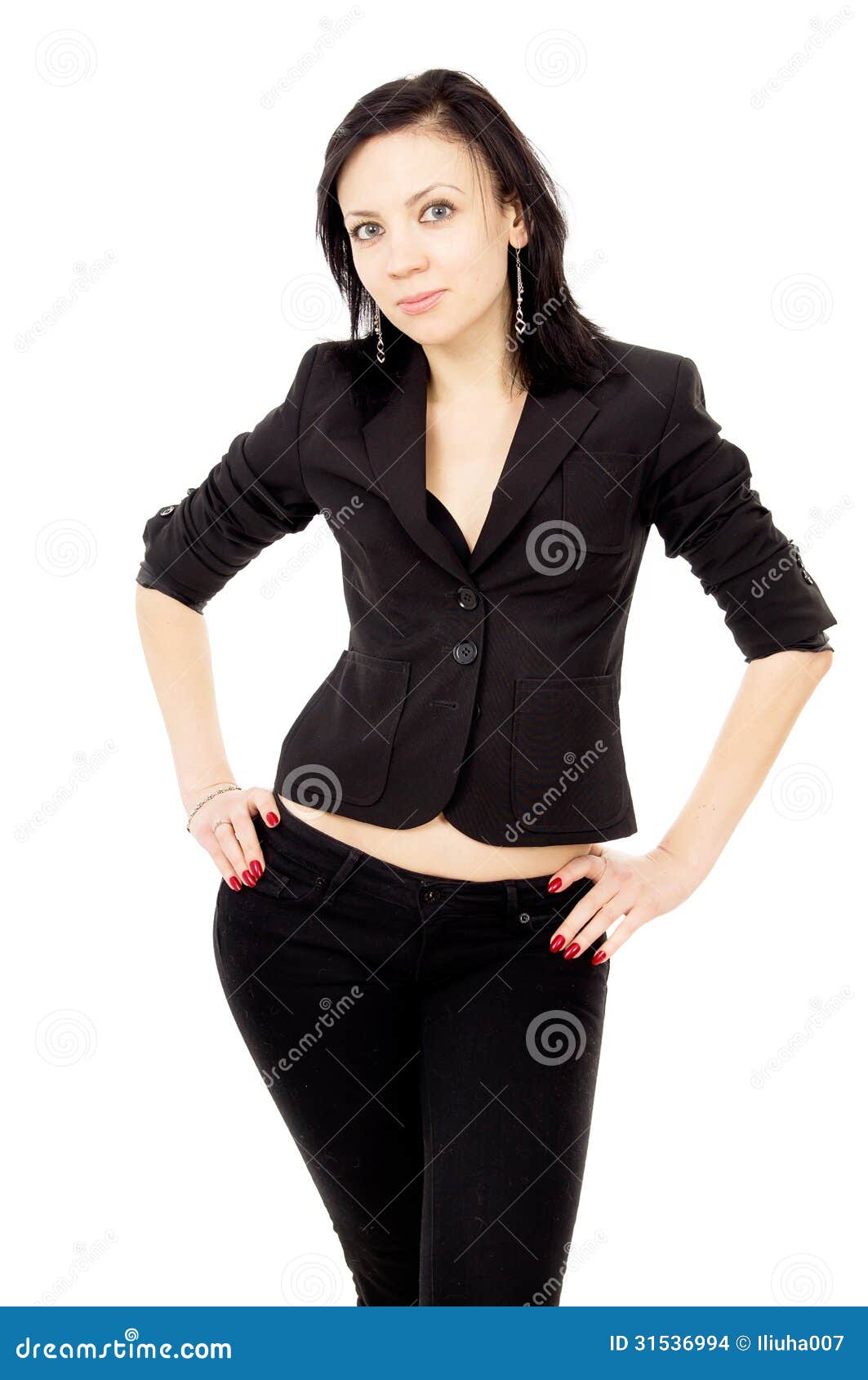 Slim Young Girl in a Smart Suit Stock Photo - Image of isolated ...