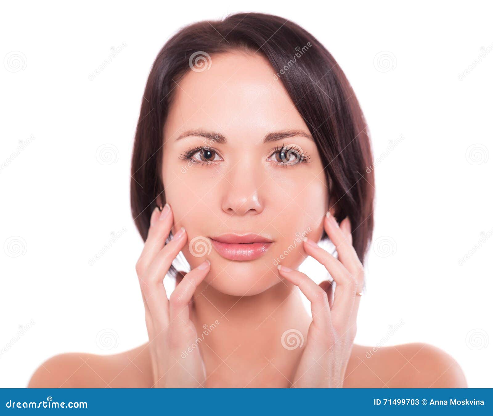 Slim Young Woman With Nude Make Up Skin Care Stock Image Image Of