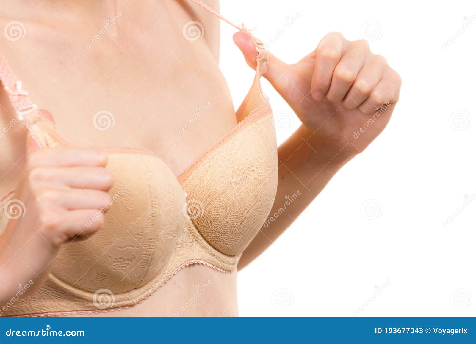 Female Wearing Too Big Bra, Wrong Size Stock Photo - Image of