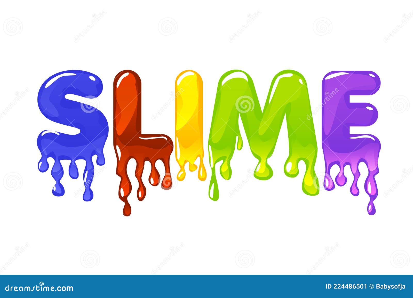 slime multicolored text on white background for graphic .