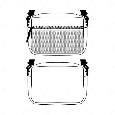 Sling Bag Vector Illustration Flat Sketches Template Outline Stock ...