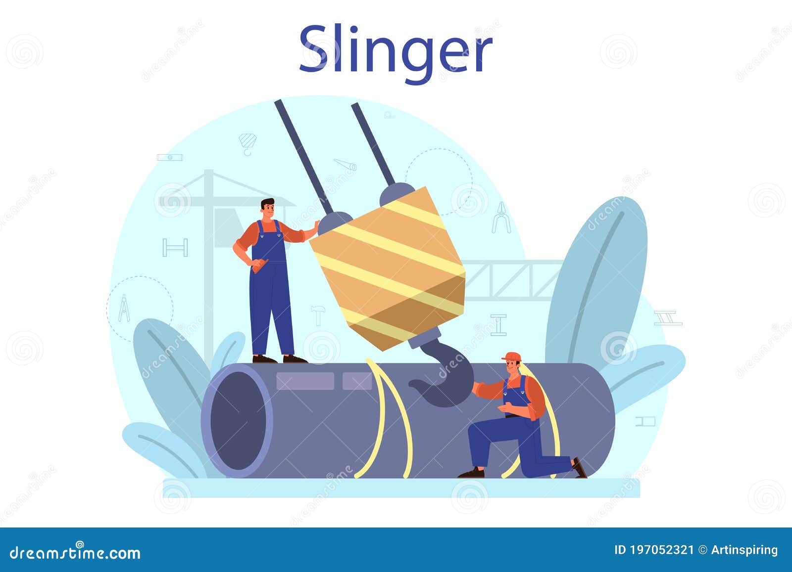 slinger. professional workers of constructing industry slinging