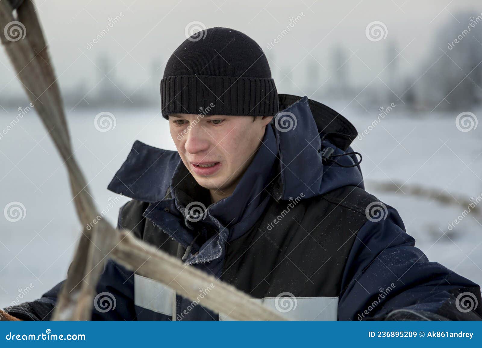 The Slinger Straps the Load with Rope Slings Stock Image - Image