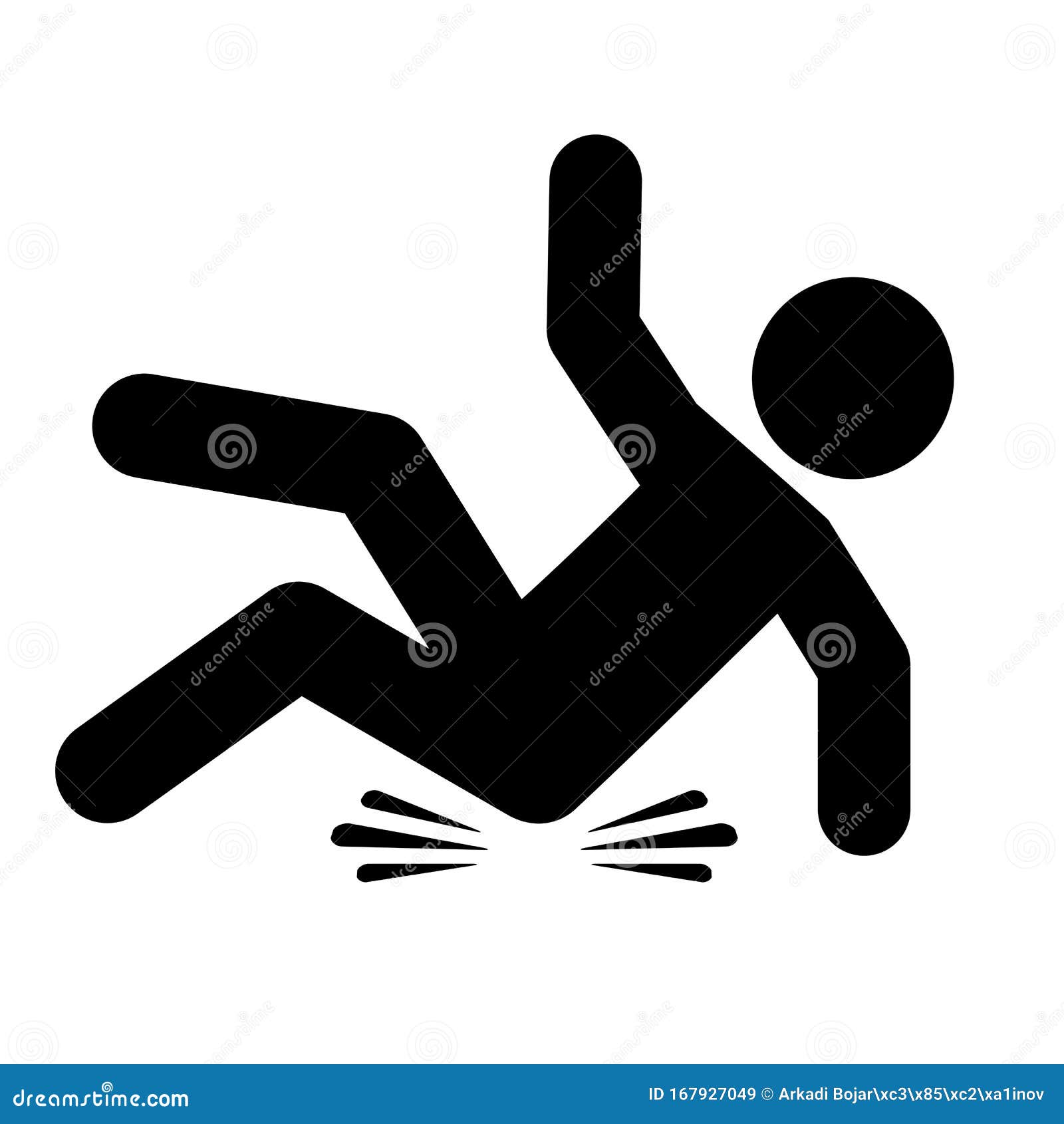 Slip and fall vector icon stock vector. Illustration of alert - 167927049