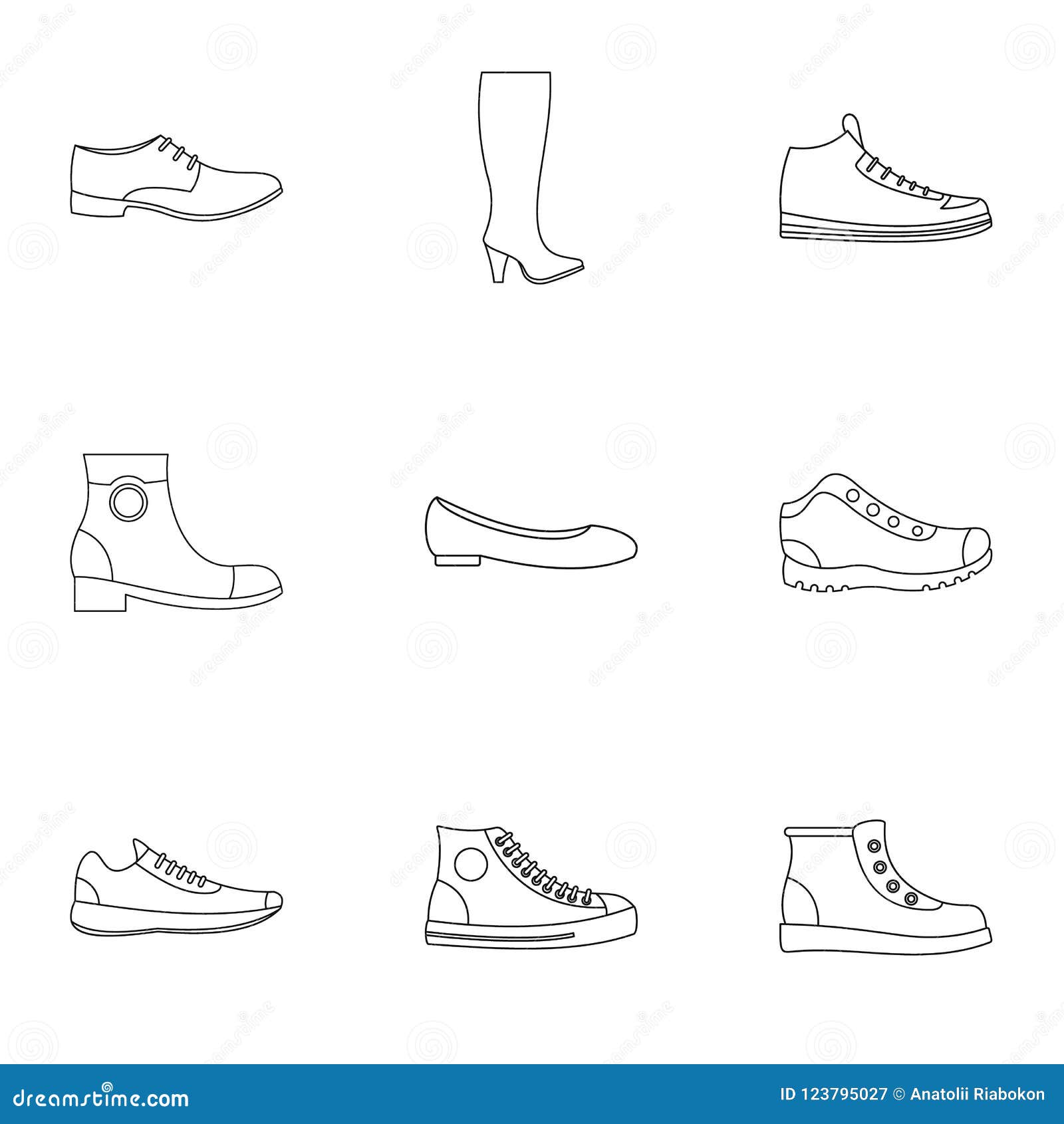 Slipper Icons Set, Outline Style Stock Illustration - Illustration of ...