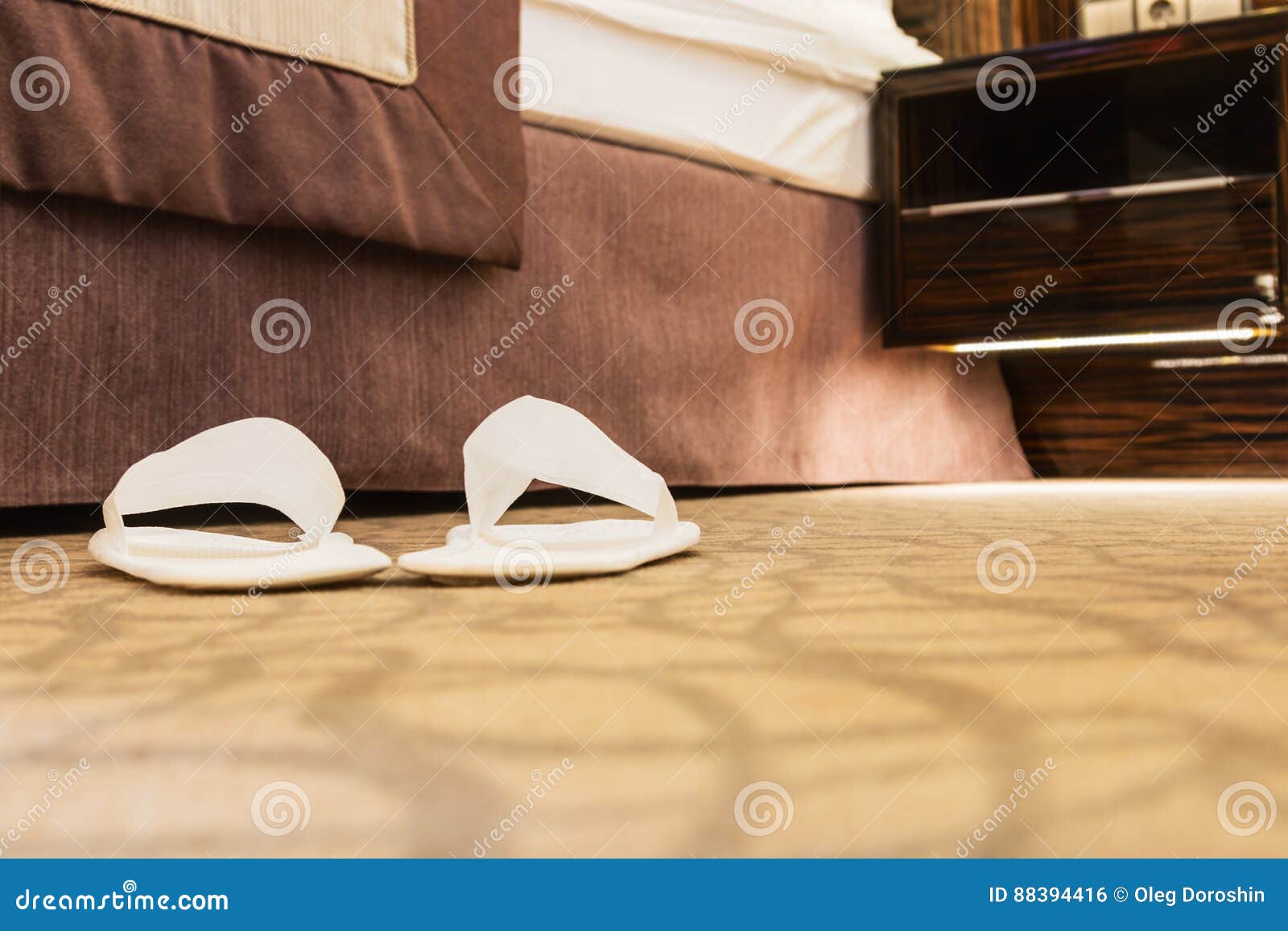 Slippers Near the Bed in the Hotel or at Home Stock Photo Image of