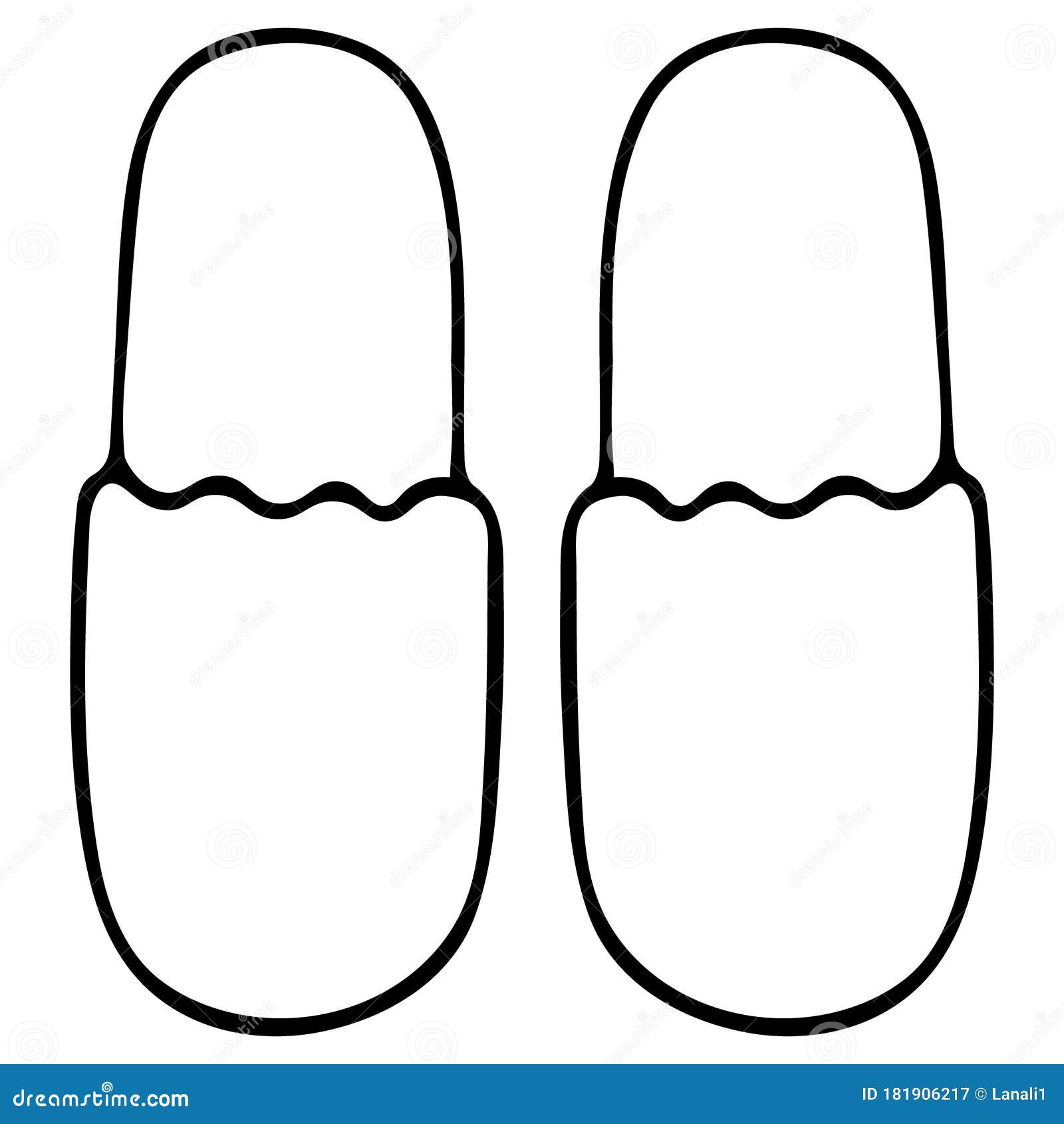 Slippers. the Subject of Domestic Wardrobe. Illustration in Doodle Style. Contour on an Isolated White Background. Sketch Stock Vector - Illustration of foot, doodle: 181906217