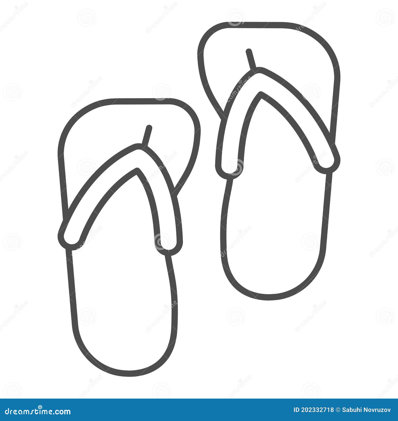 Slippers Thin Line Icon, Aquapark Concept, Flip Flops Sign on White ...