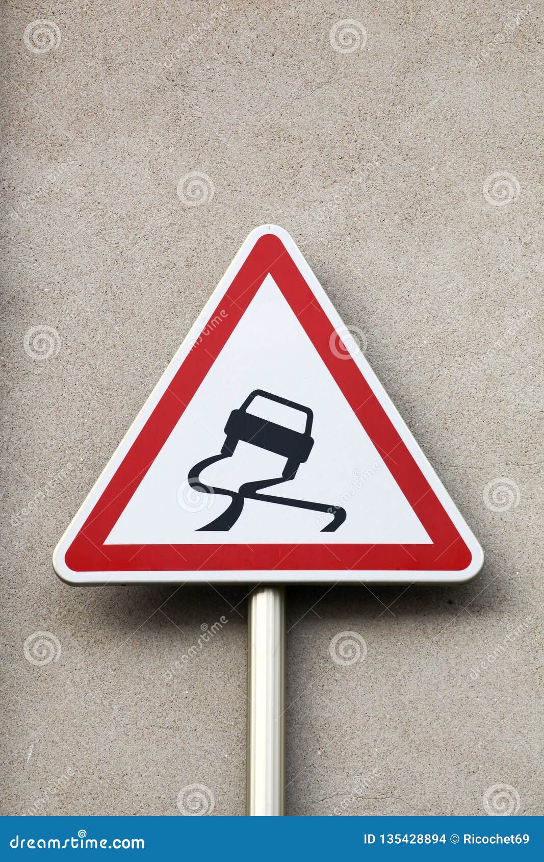 Slippery when Wet Road Sign Stock Photo Image of slip, safety 135428894